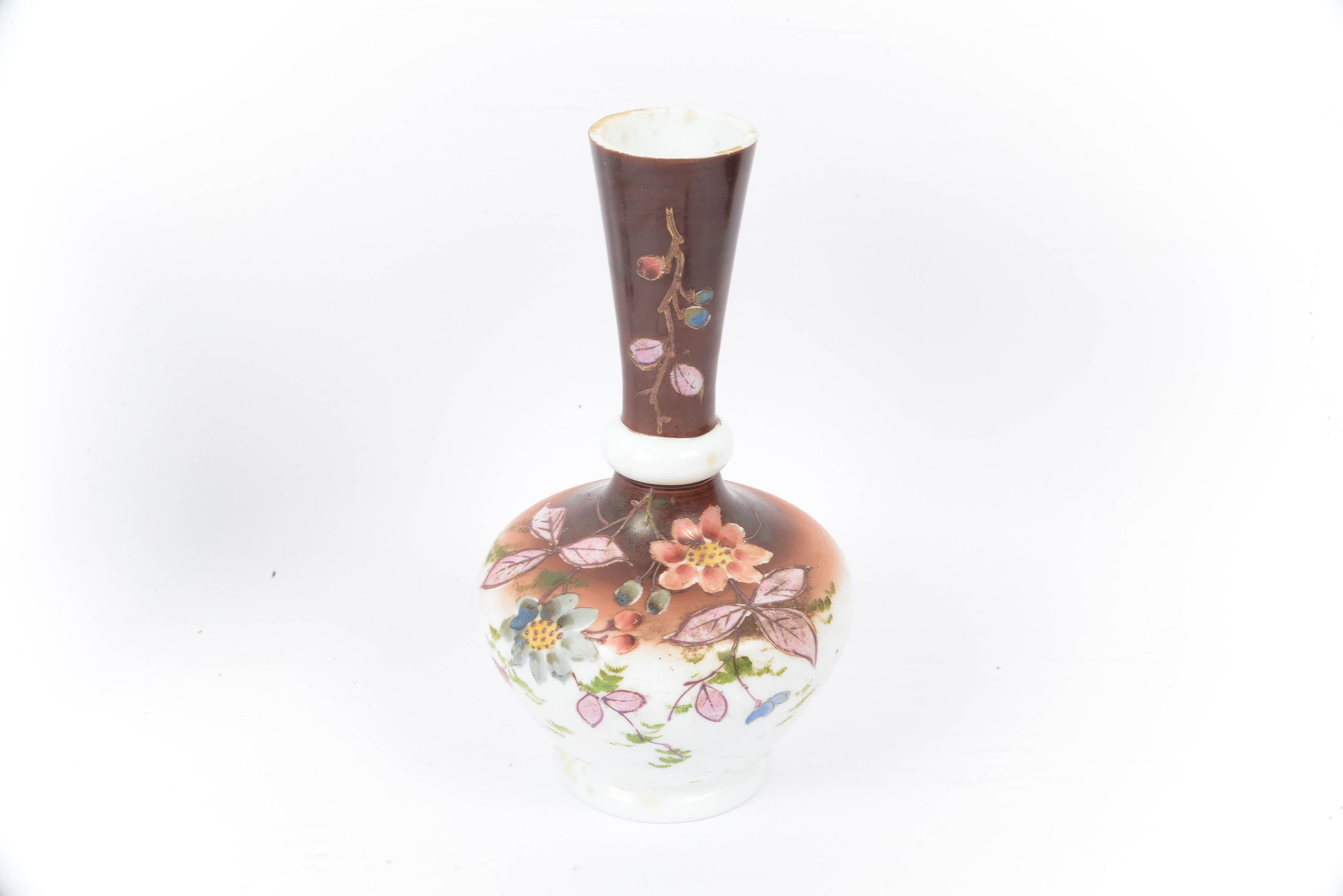 Antique Edwardian Bohemian Cased Bristol Glass Mantle Vases