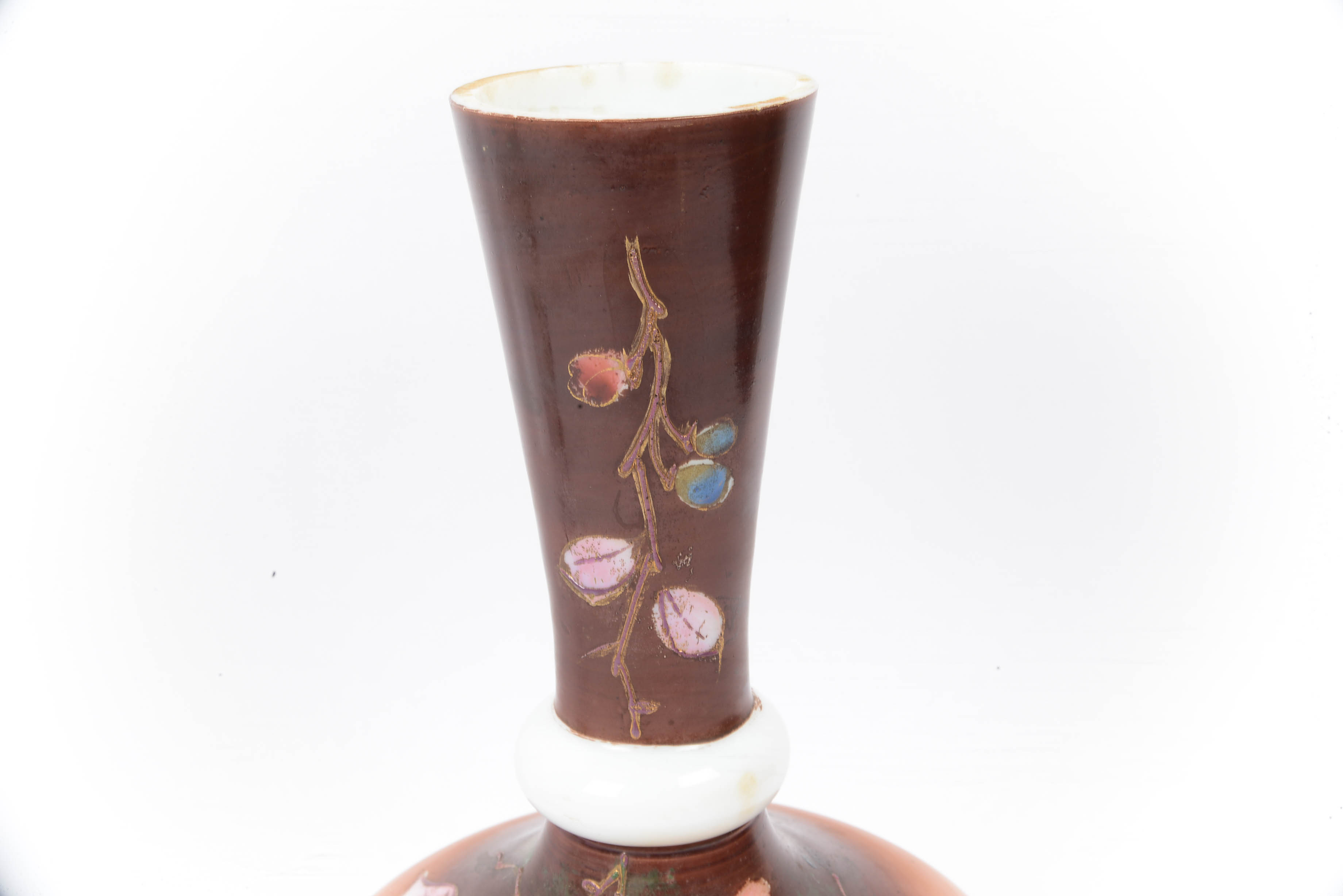 Antique Edwardian Bohemian Cased Bristol Glass Mantle Vases