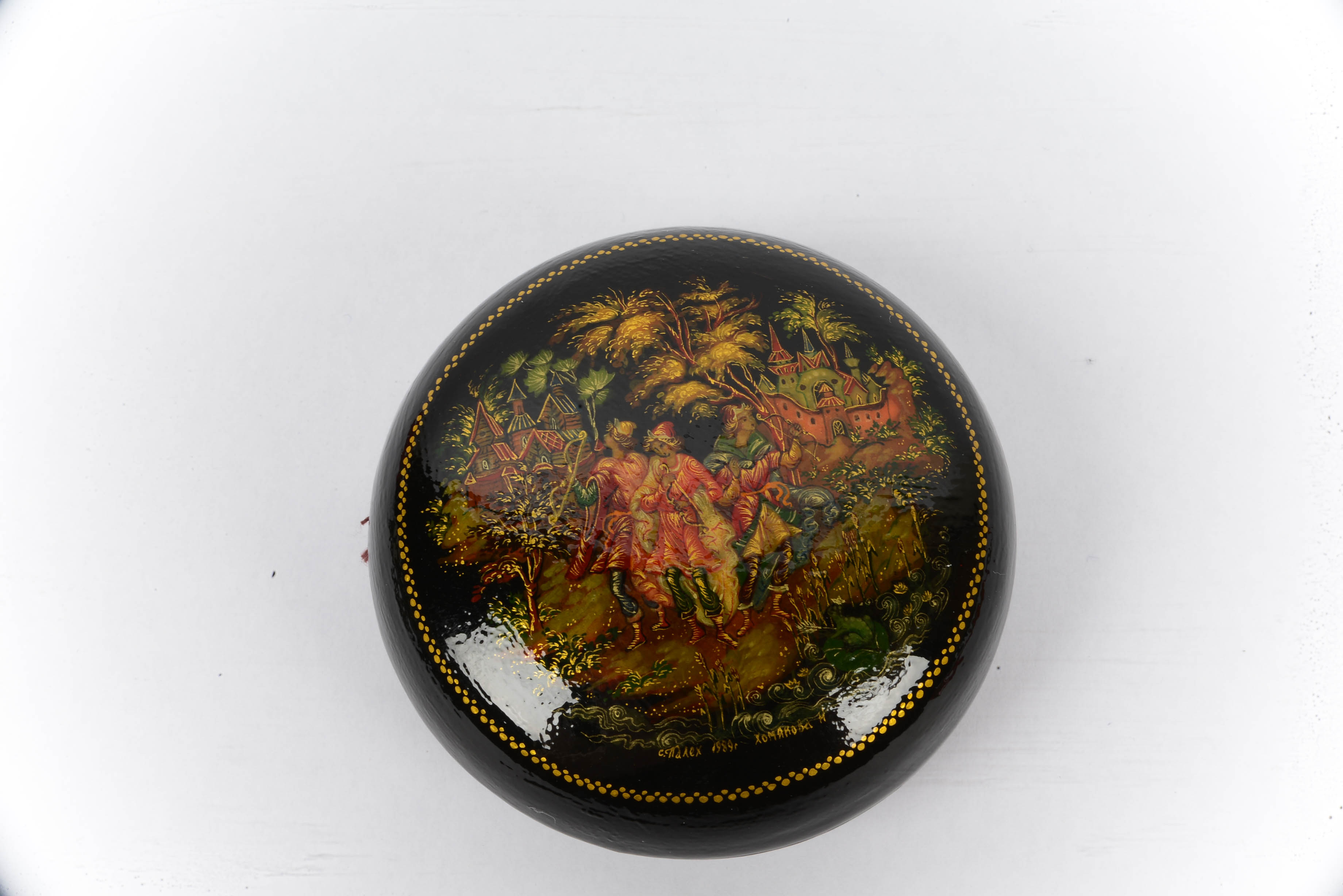 Black Lacquer Paper Mache Trinket Boxes