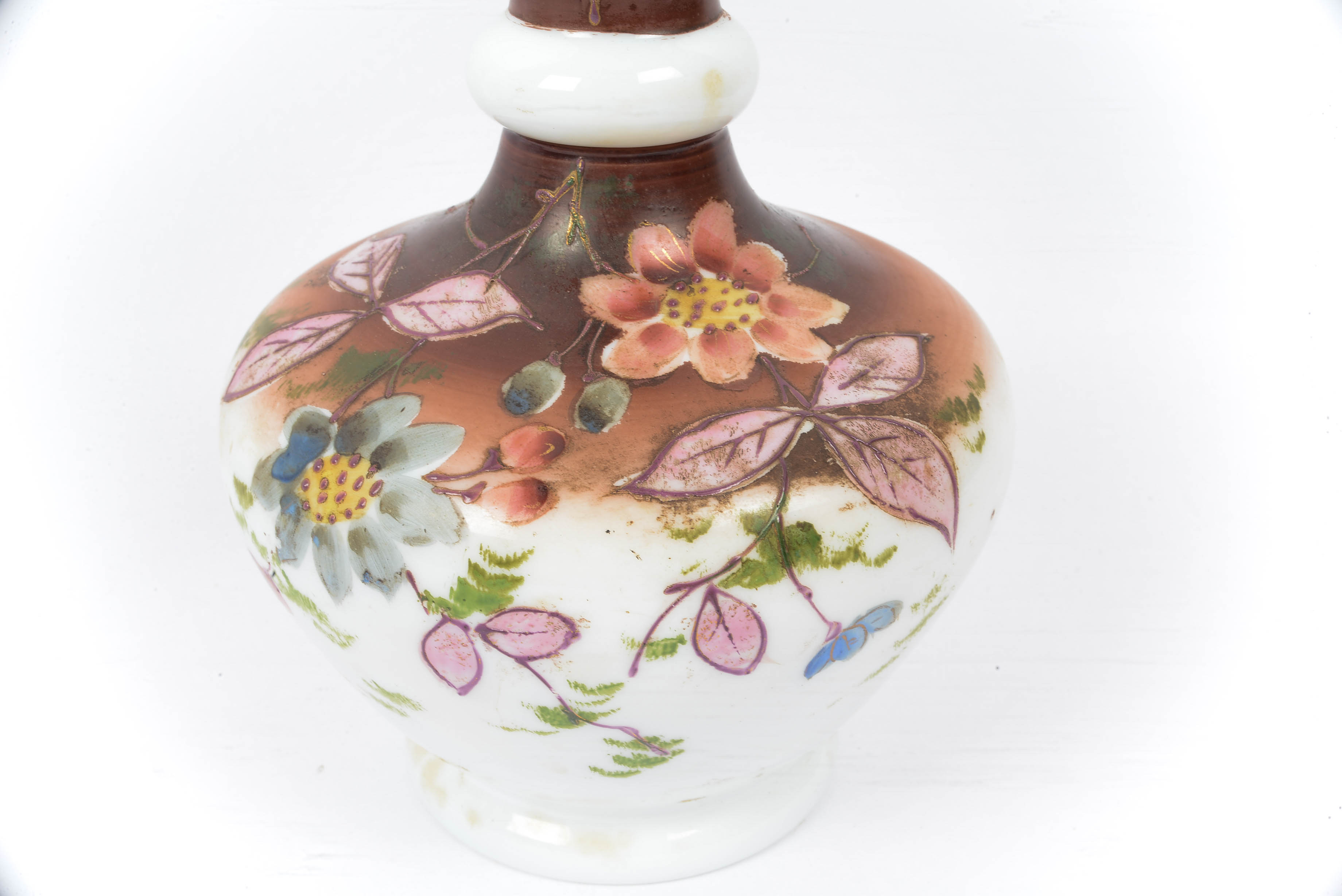 Antique Edwardian Bohemian Cased Bristol Glass Mantle Vases