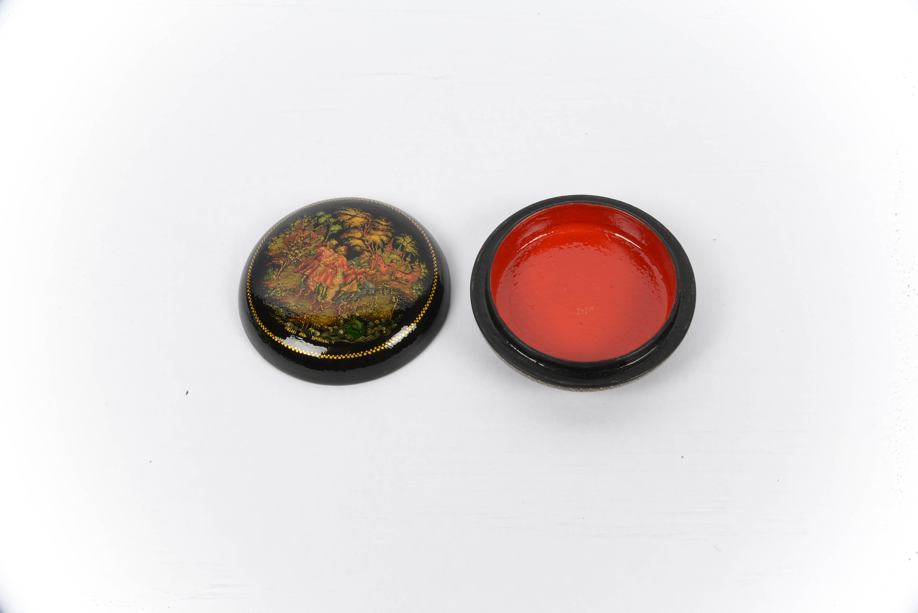 Black Lacquer Paper Mache Trinket Boxes