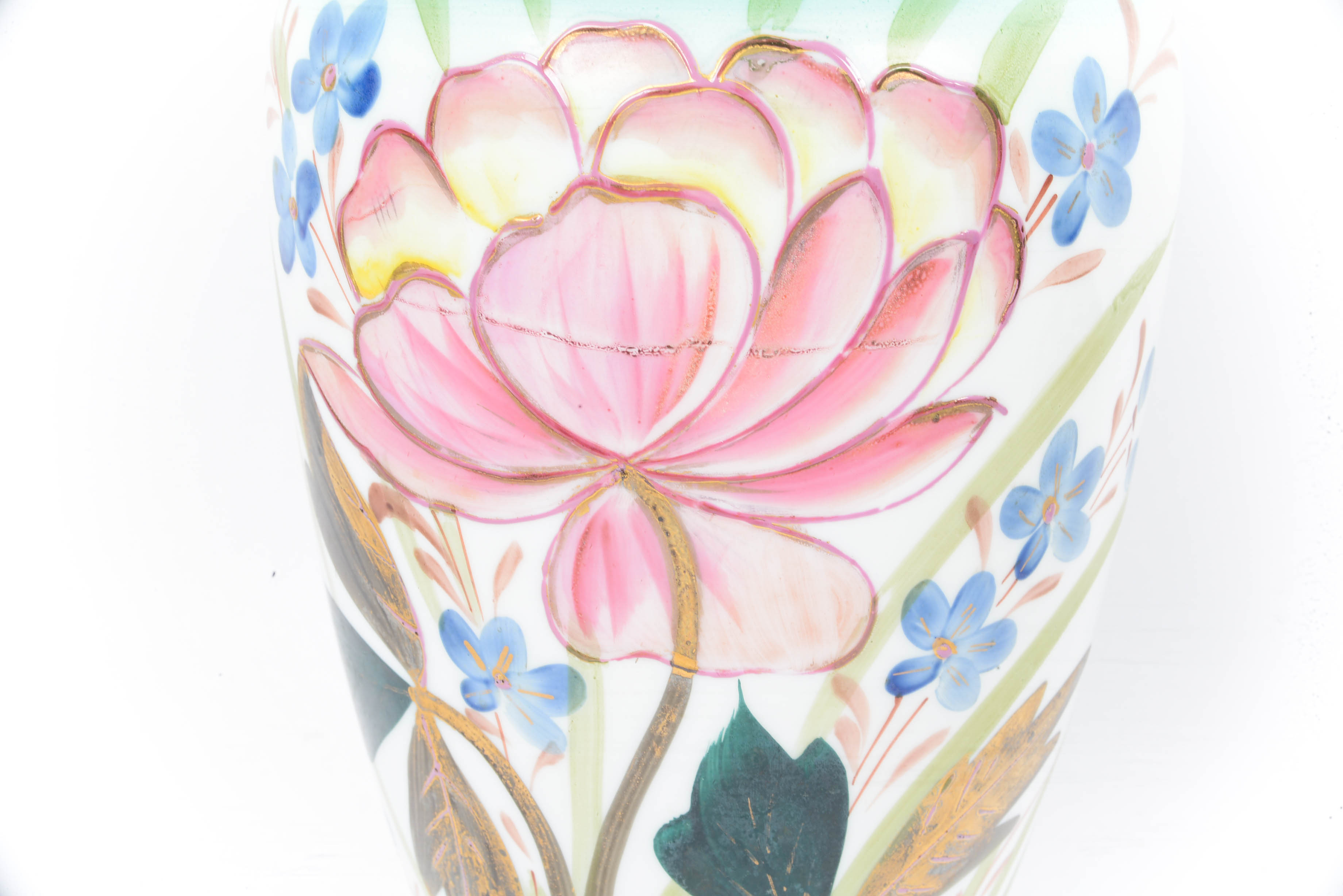 Antique Edwardian Bohemian Cased Bristol Glass Mantle Vases