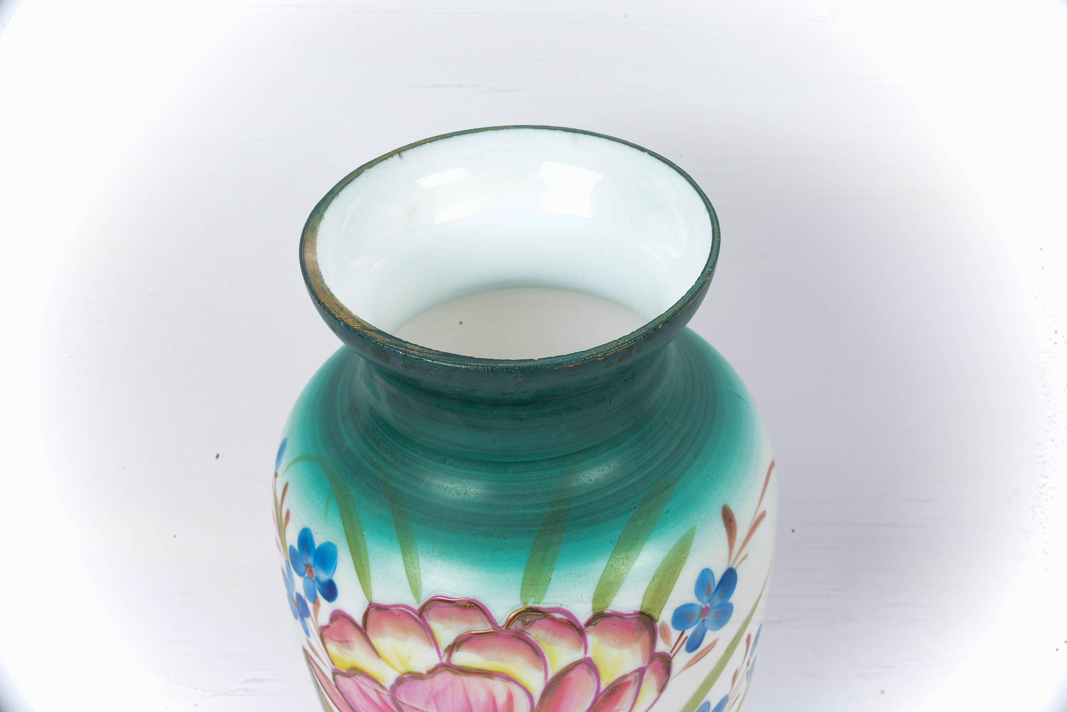 Antique Edwardian Bohemian Cased Bristol Glass Mantle Vases