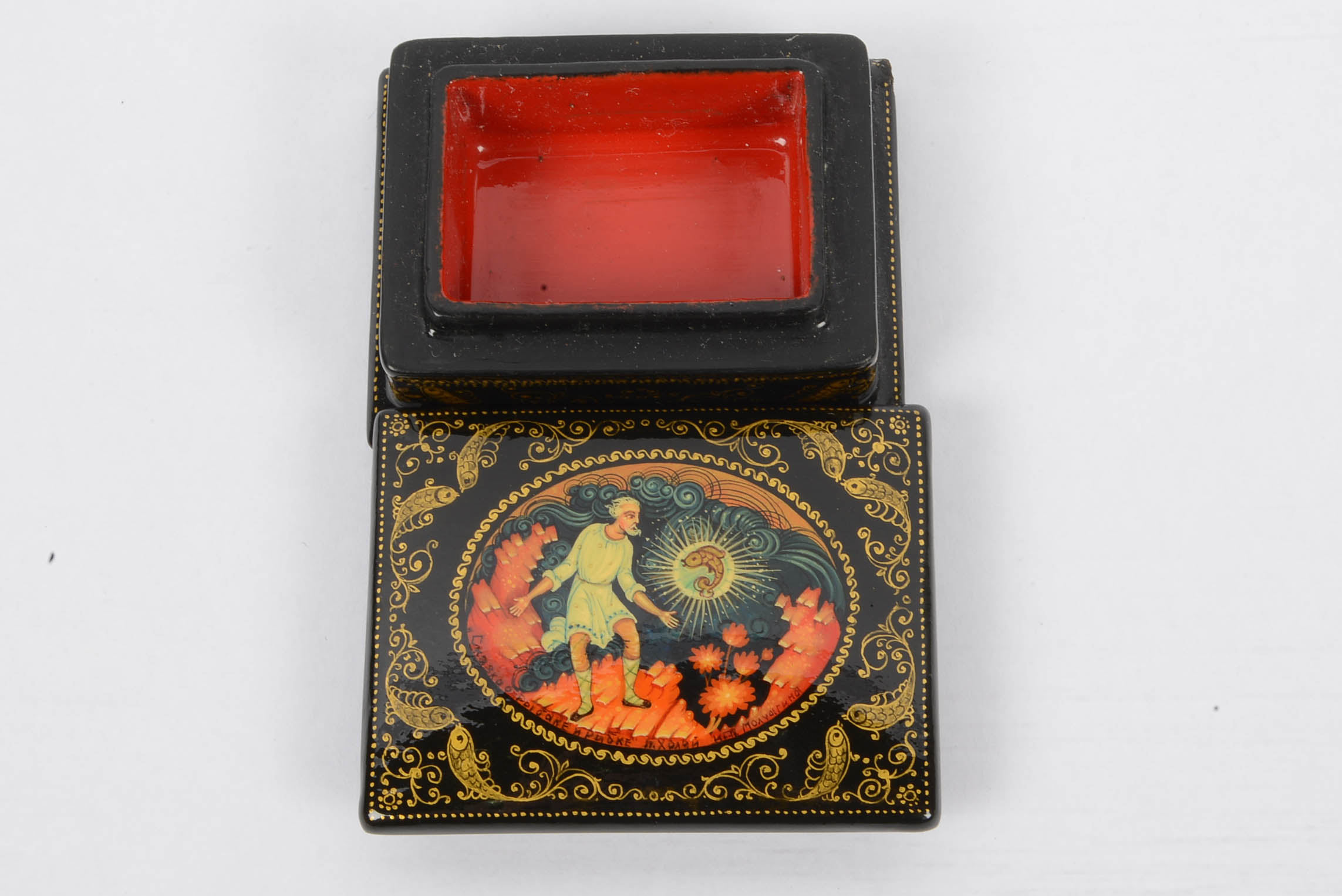 Russian Black Lacquer Paper Mache Boxes