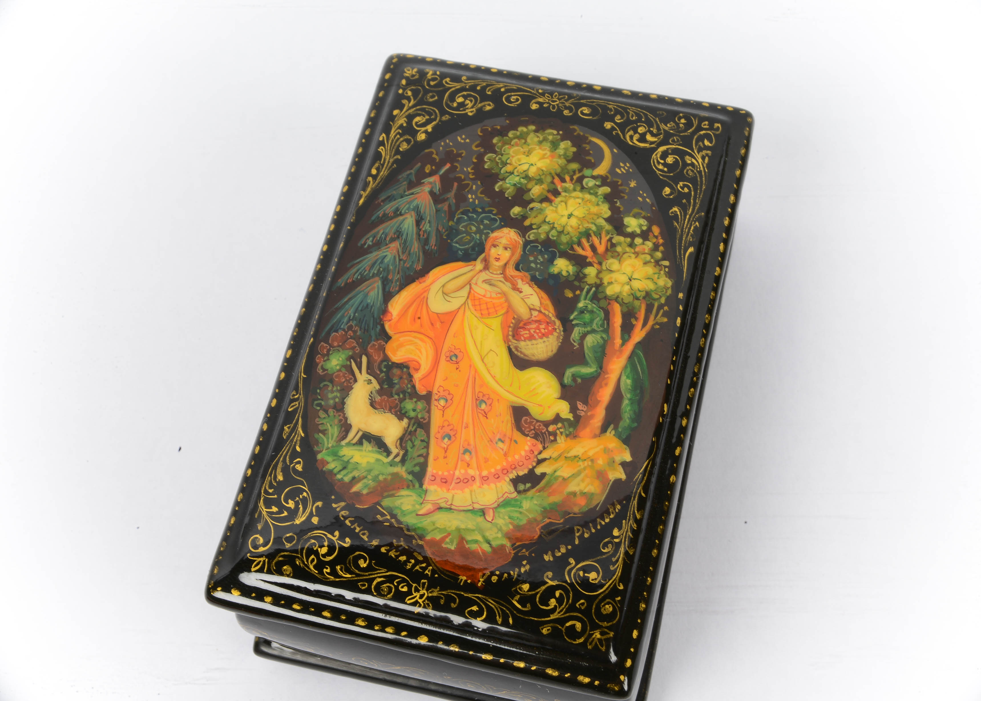 Russian Black Lacquer Paper Mache Boxes