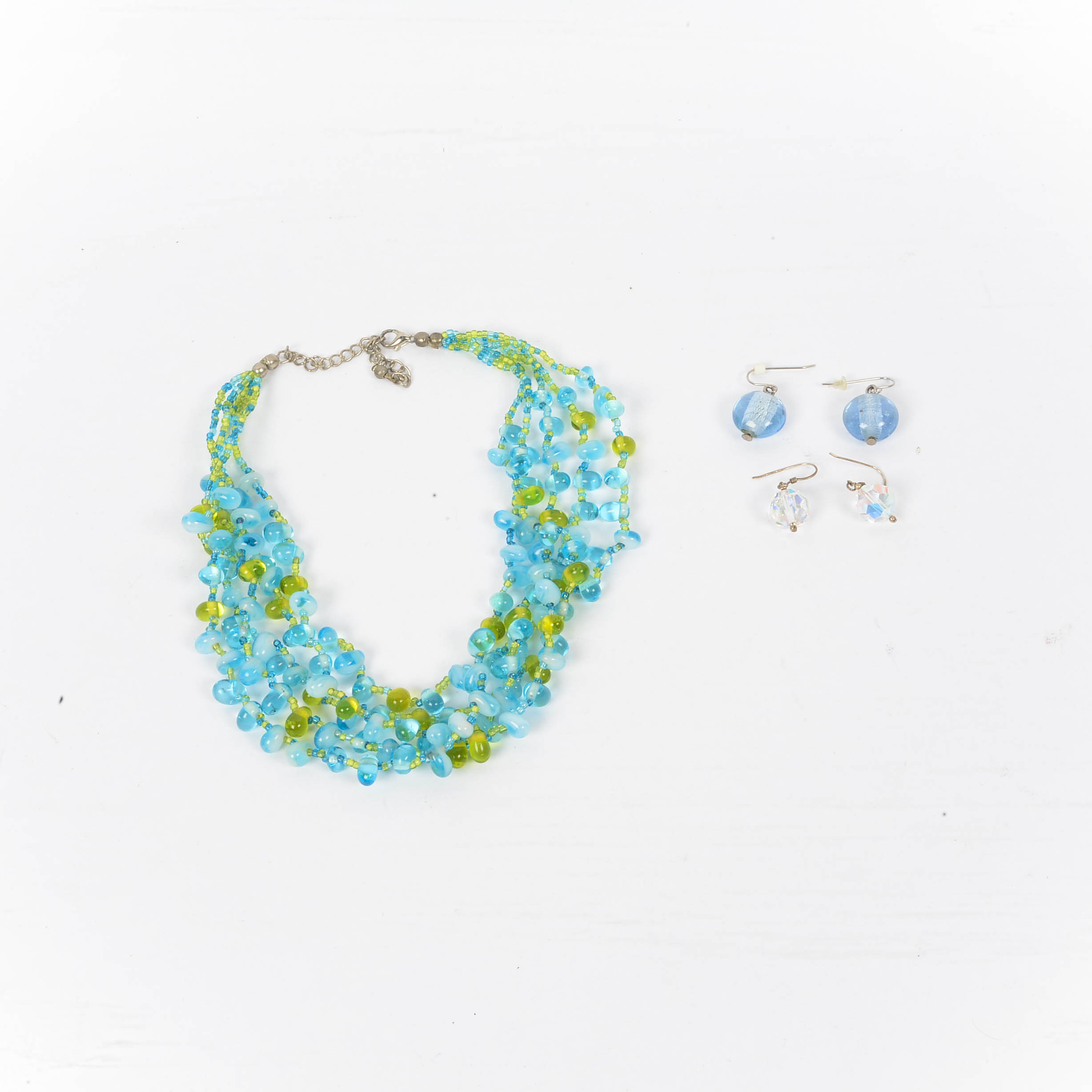 Czech Briolette Glass Necklace and Aurora and Earring Sets
