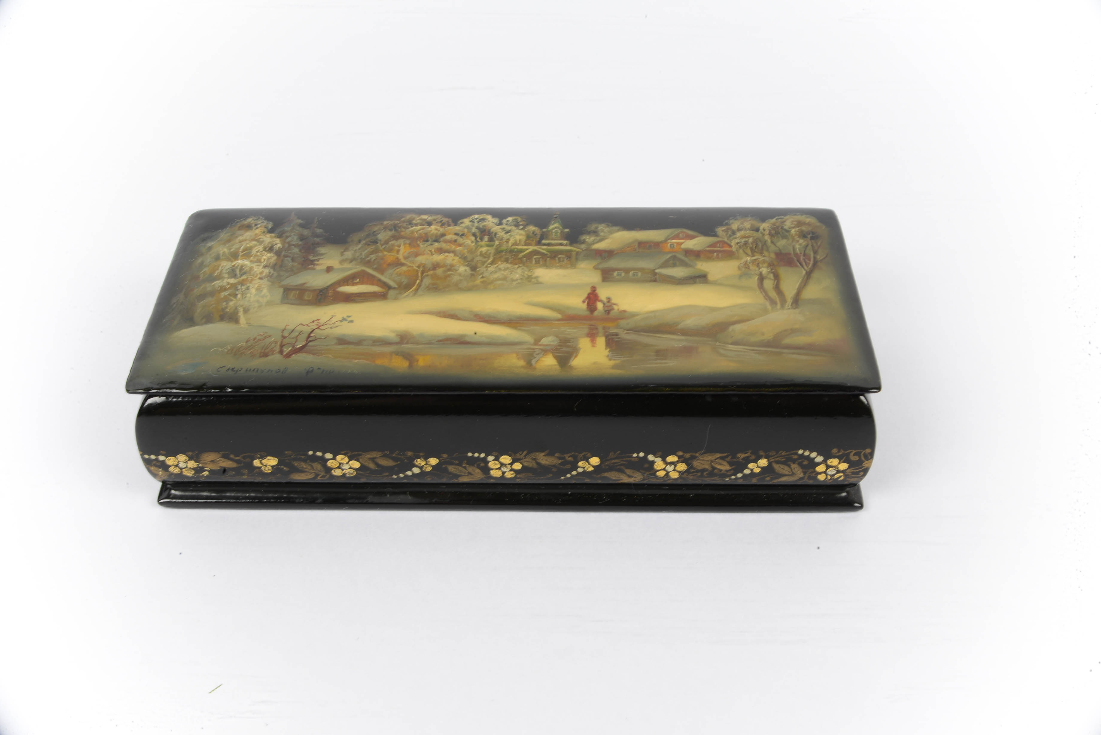 Black Lacquer Russian Trinket Boxes