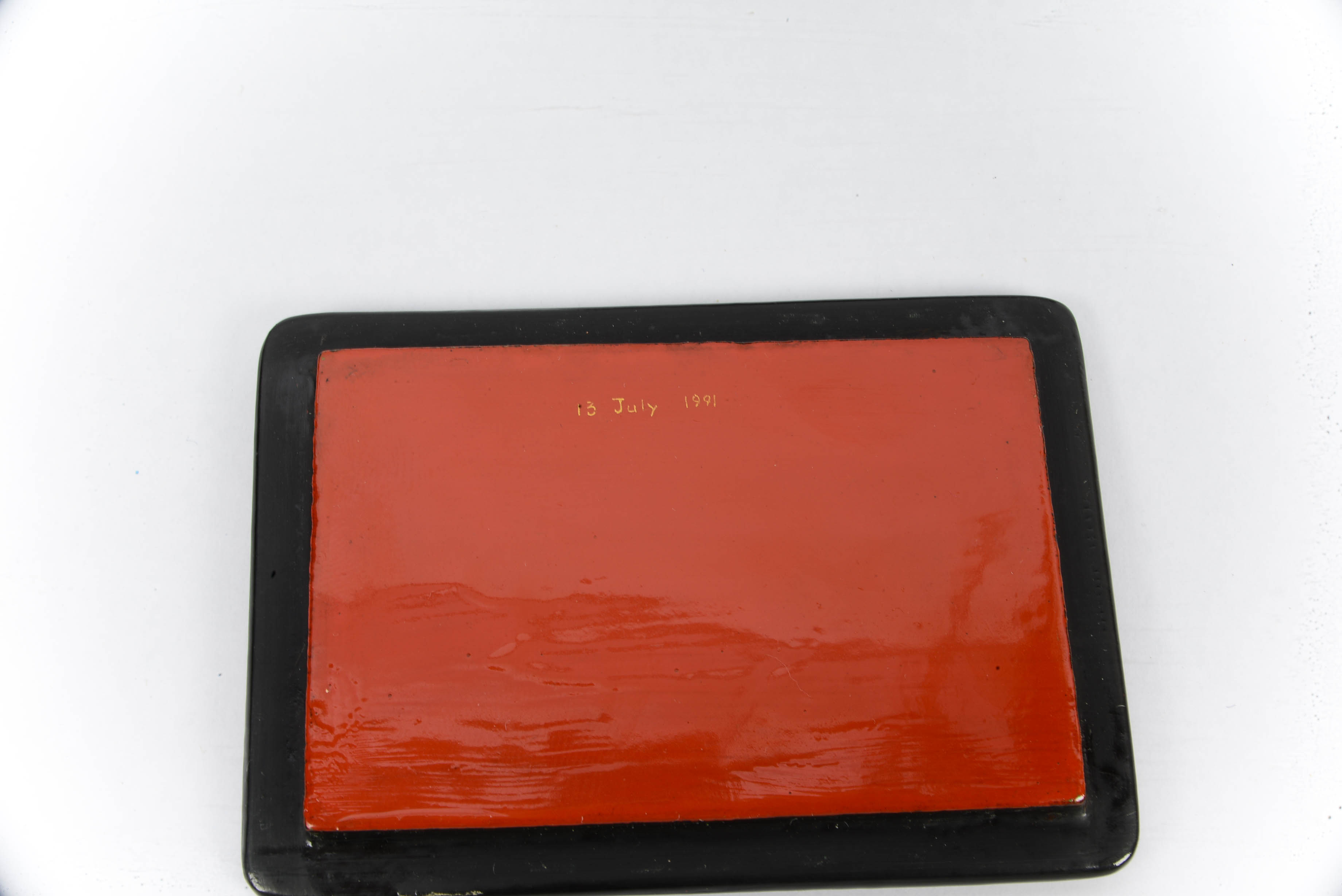 Russian Black Lacquer Paper Mache Trinket Boxes