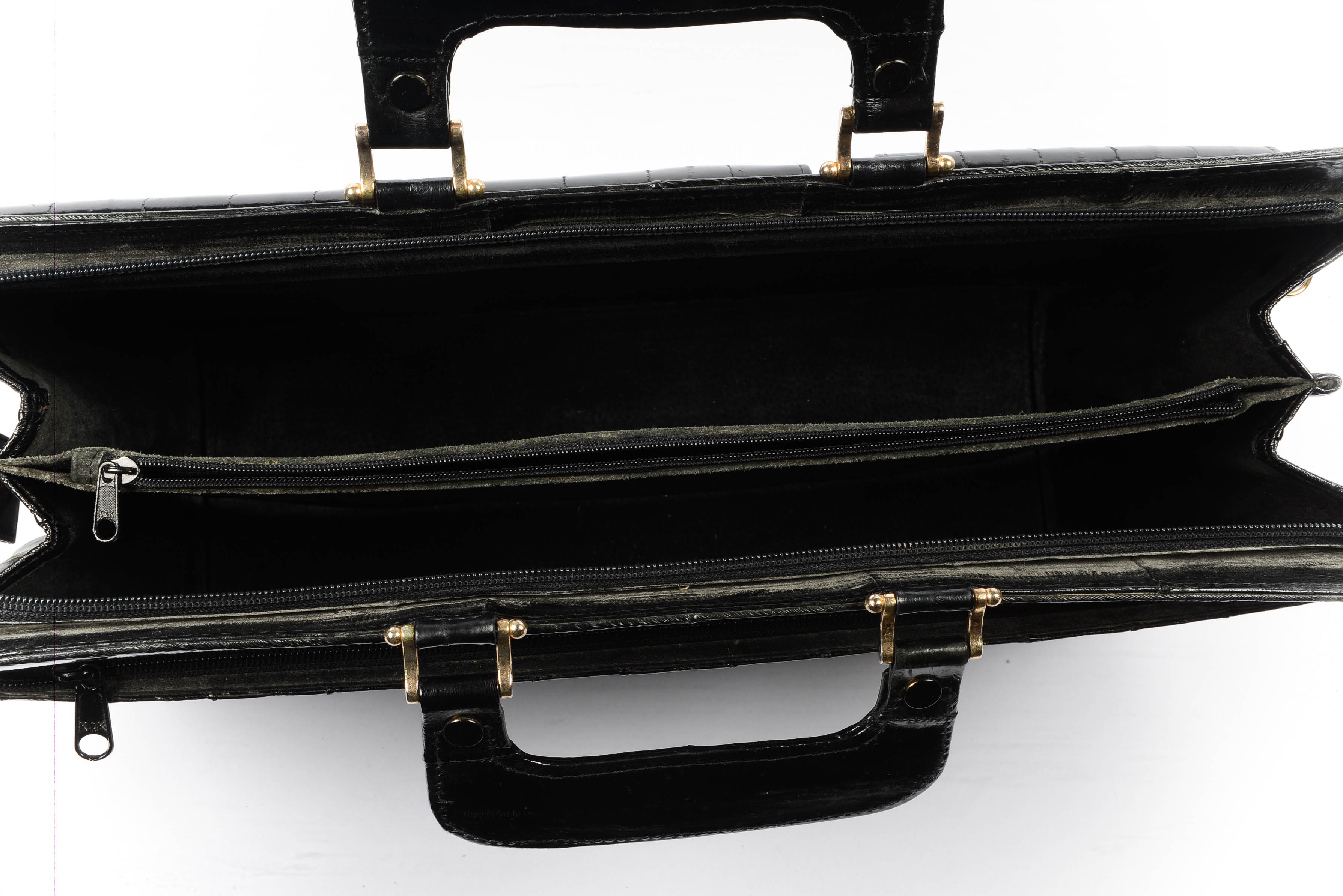 1980's All Leather Eel Skin Strip Satchel/ Briefcase