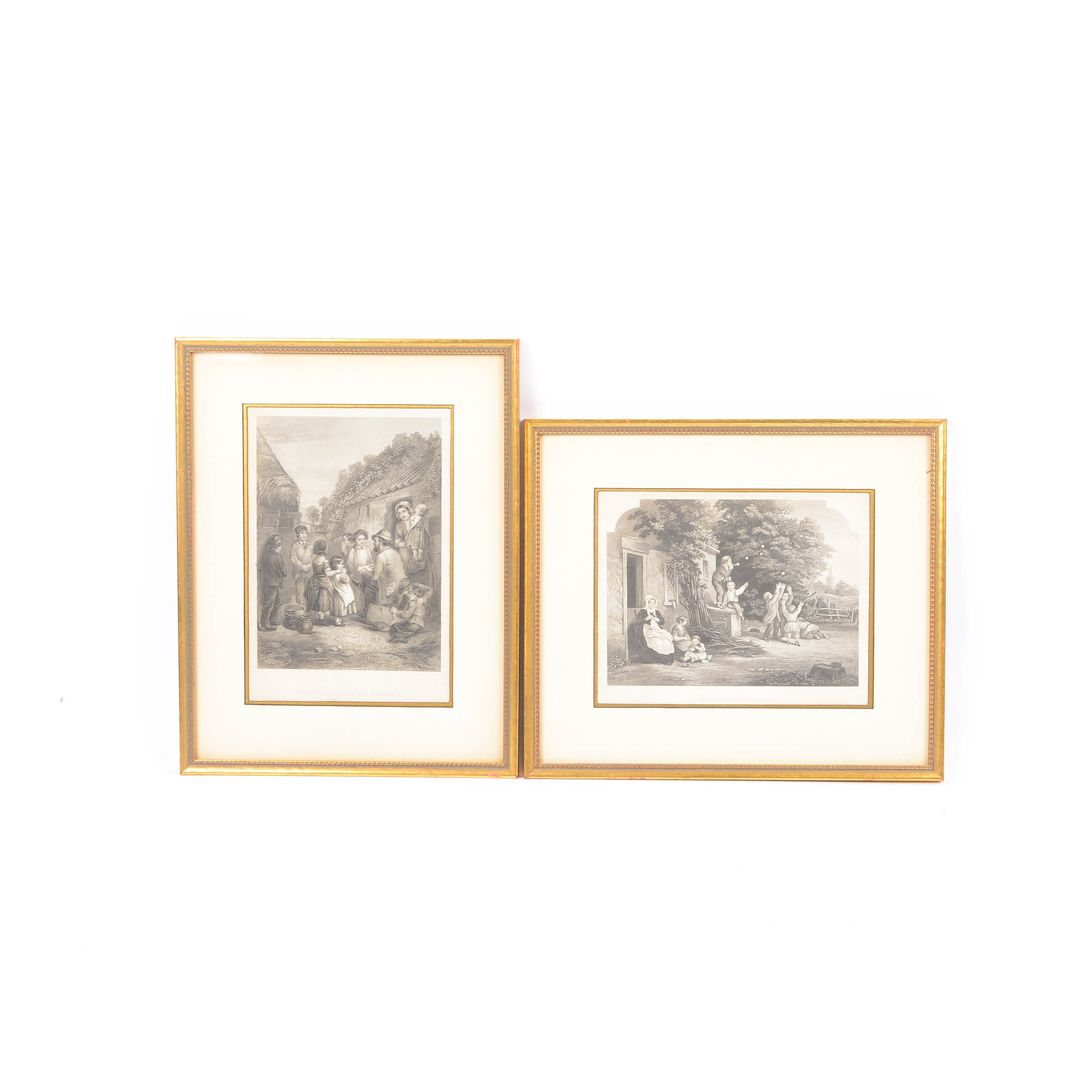Framed Victorian (1860's) Steel Bookplate Engraving Duo