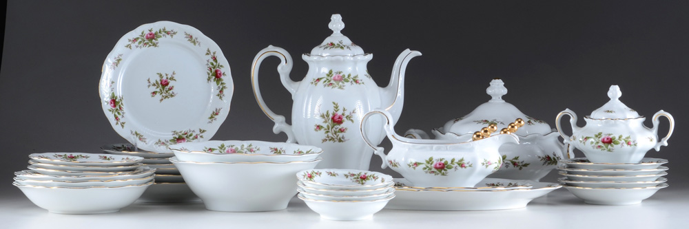 Large Partial Set of Johann Haviland "Moss Rose" China