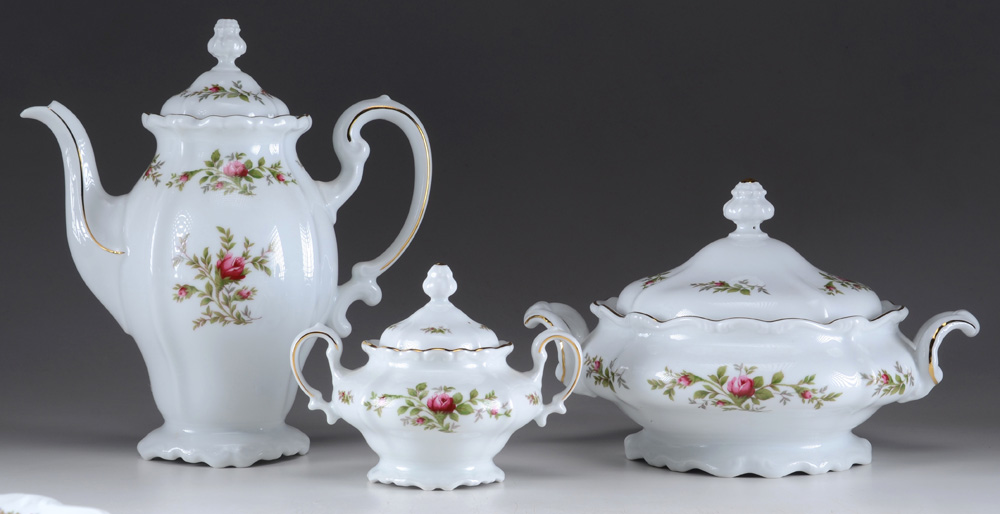 Large Partial Set of Johann Haviland "Moss Rose" China