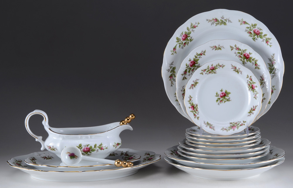 Large Partial Set of Johann Haviland "Moss Rose" China