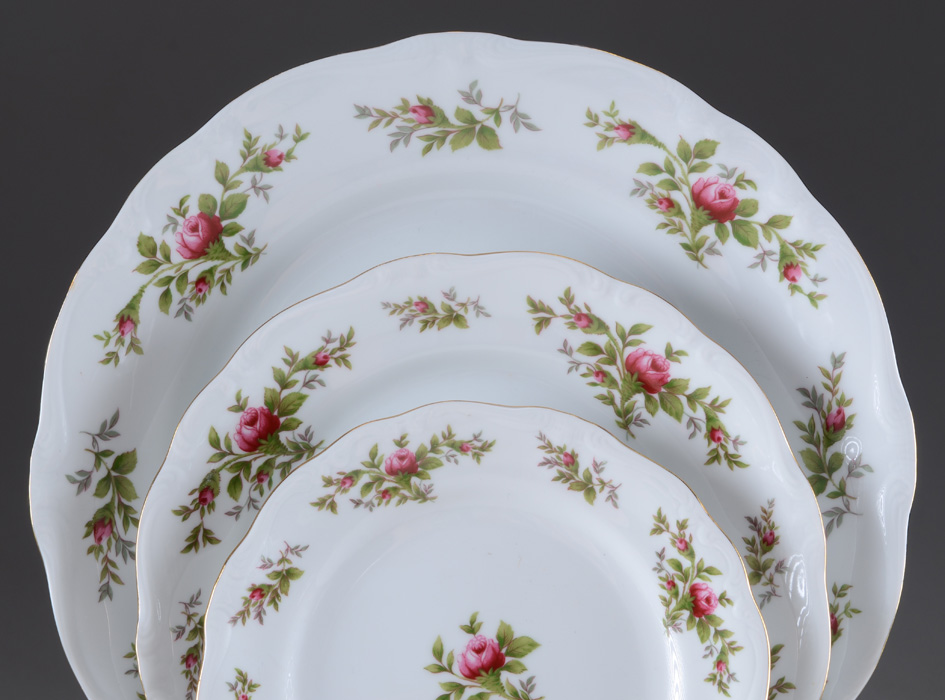 Large Partial Set of Johann Haviland "Moss Rose" China