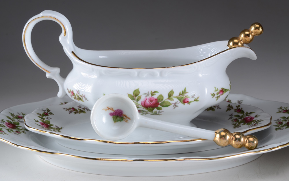 Large Partial Set of Johann Haviland "Moss Rose" China