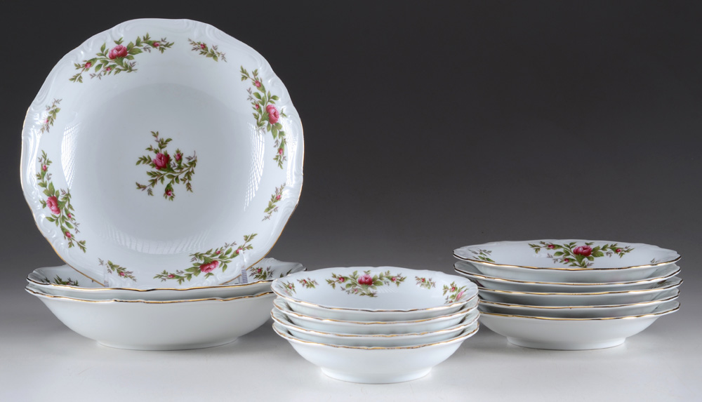 Large Partial Set of Johann Haviland "Moss Rose" China