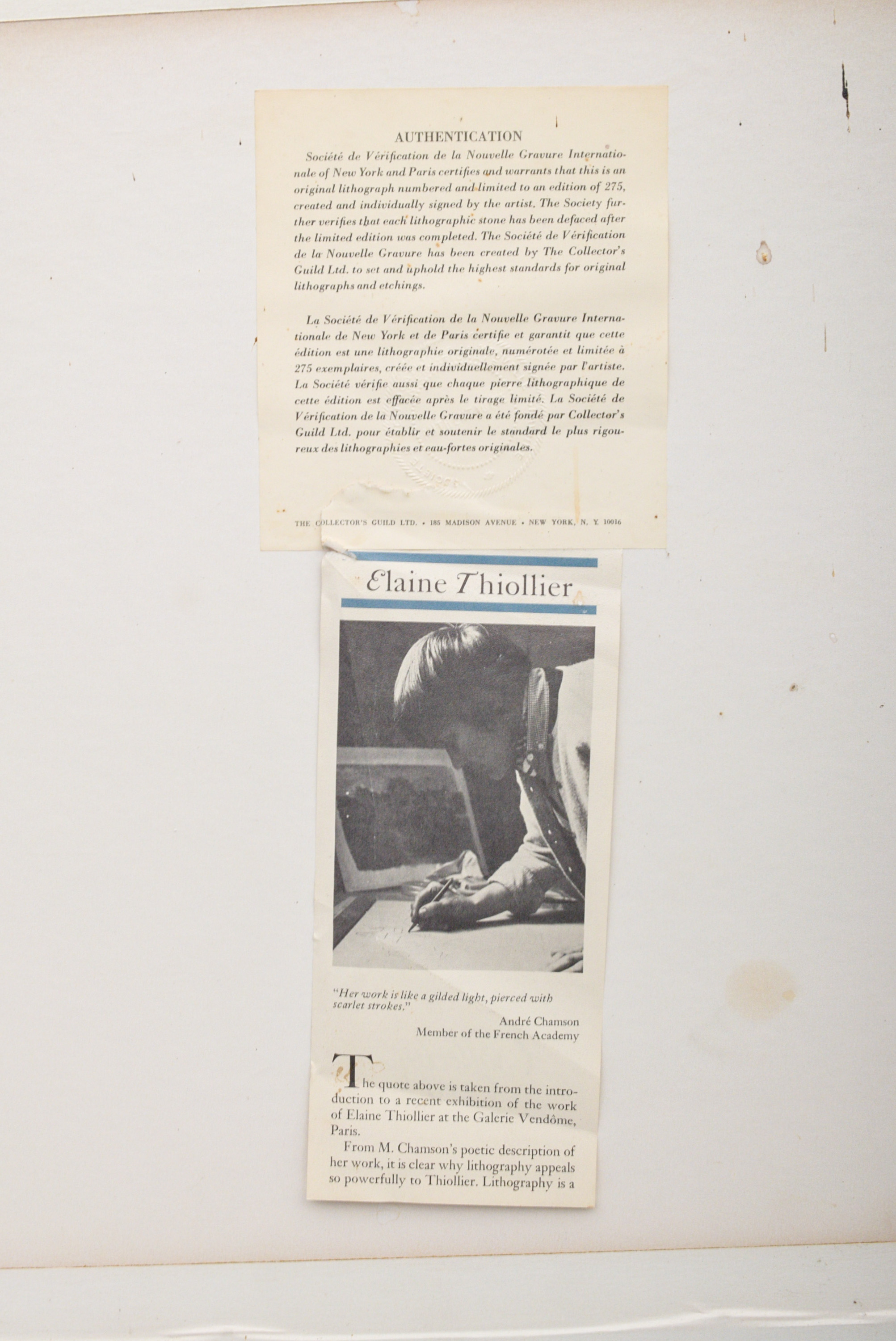 Original Signed Lithograph by Elaine Thiollier