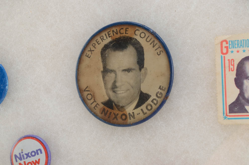 1960s Era Political Pins Featuring Nixon and Kennedy