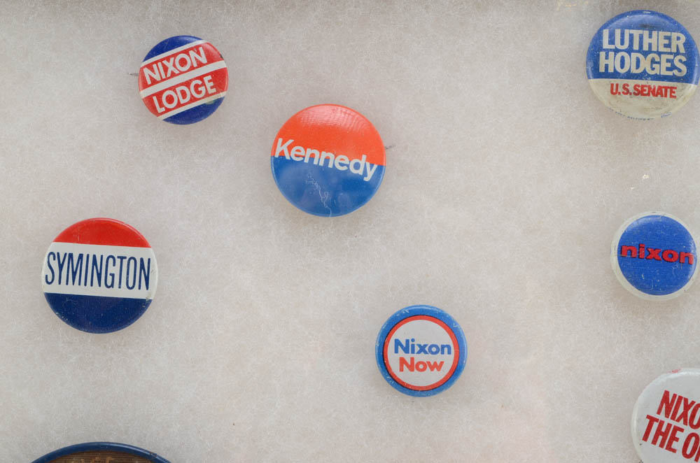 1960s Era Political Pins Featuring Nixon and Kennedy