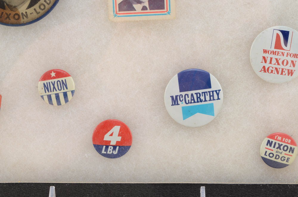 1960s Era Political Pins Featuring Nixon and Kennedy
