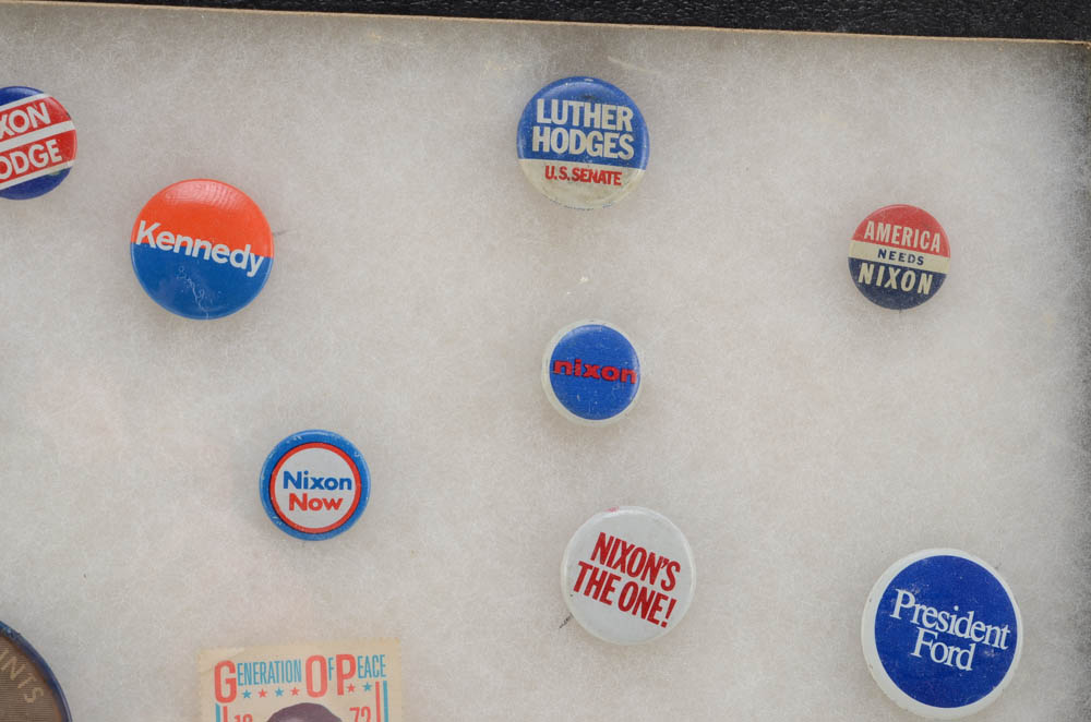 1960s Era Political Pins Featuring Nixon and Kennedy