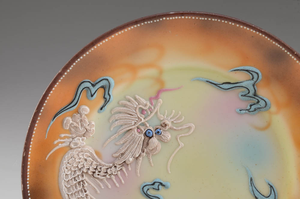 Set of Vintage Japanese Dragon Moriage Plates