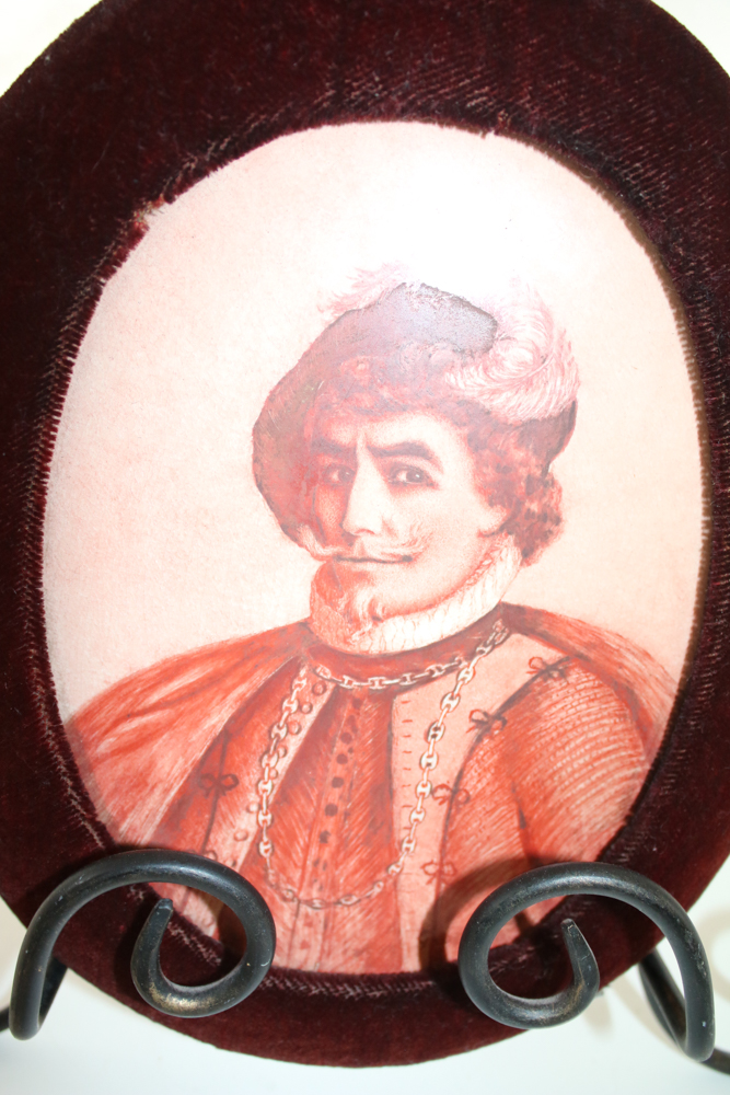 Antique Hand Painted Portrait on Ceramic