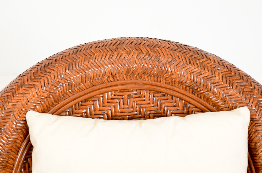 Pottery Barn Woven Wicker Armchair and Footstool