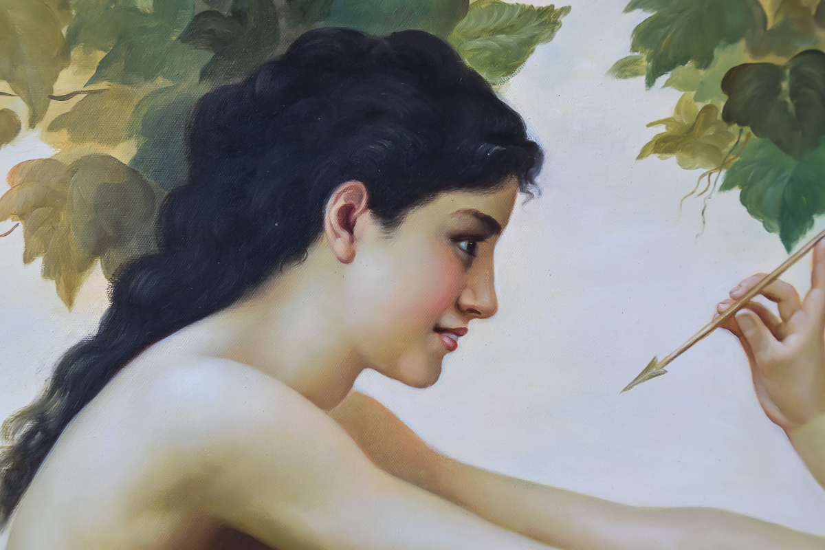 "A Young Girl Defending Herself Against Eros" Reproduction After William Adolphe Bouguereau