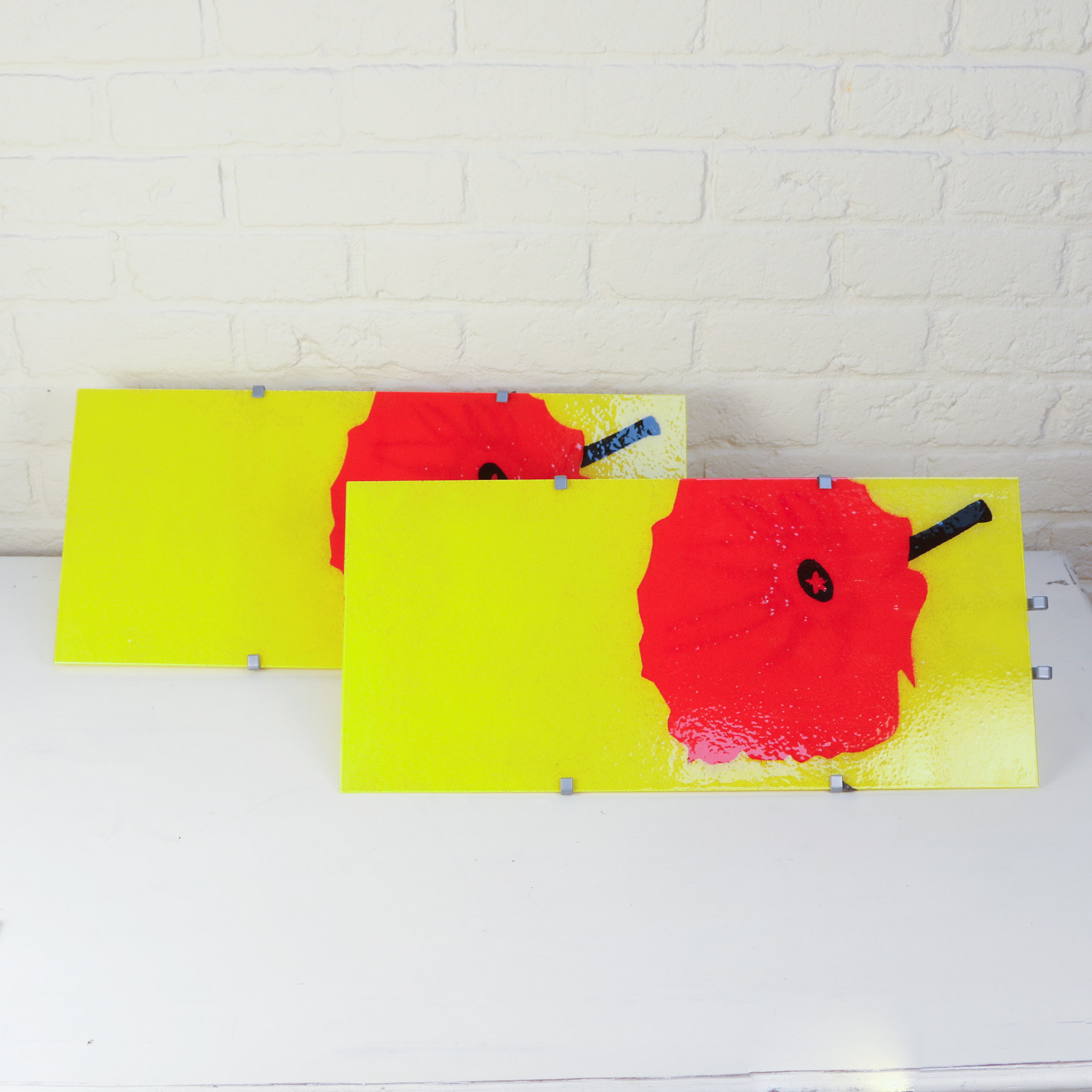 Pair of Ikea Gyllen Glass Lighted Wall Panels