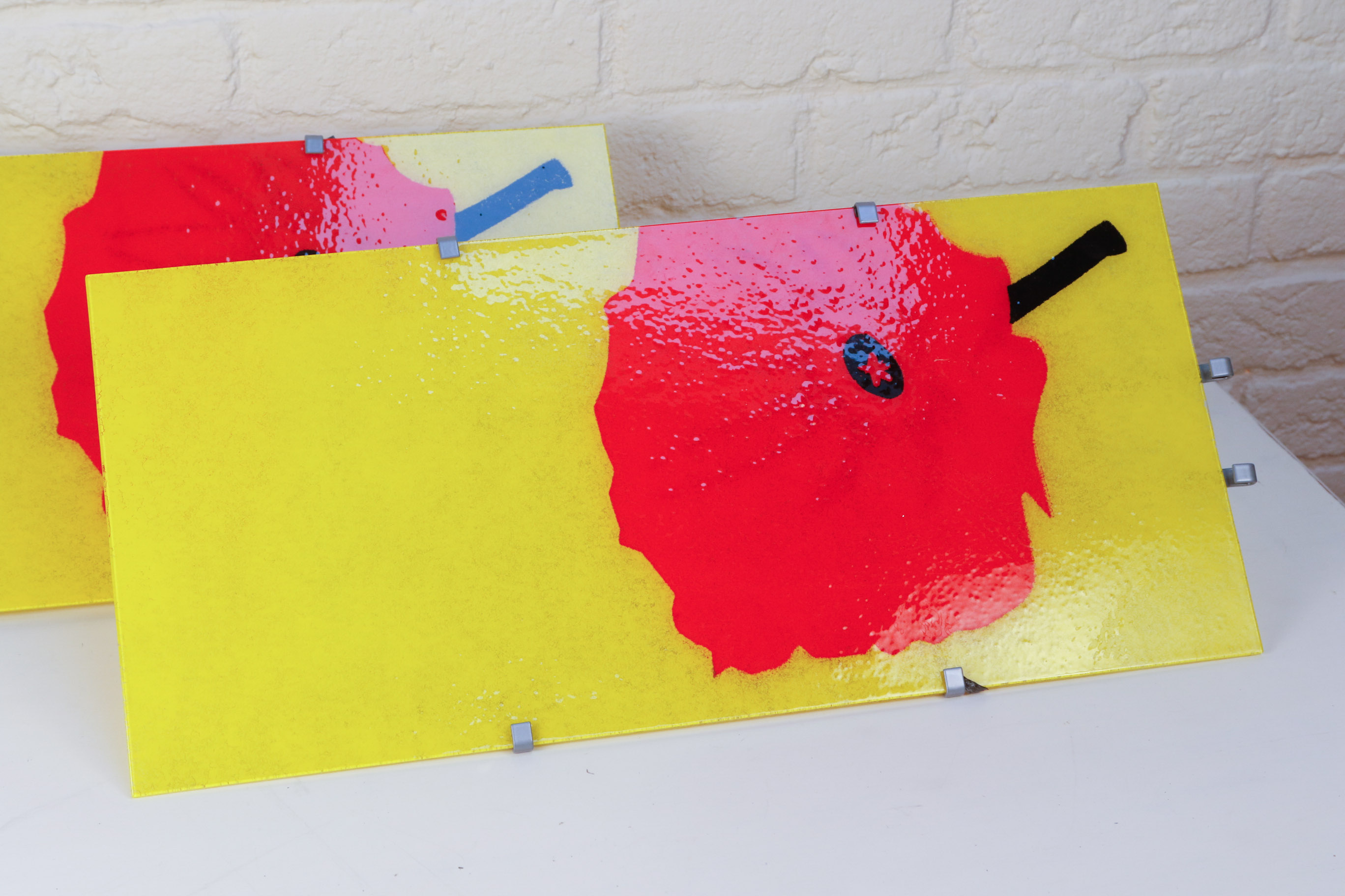 Pair of Ikea Gyllen Glass Lighted Wall Panels