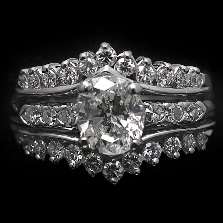14K White Gold and Platinum Ring with 2.01 CT Diamond