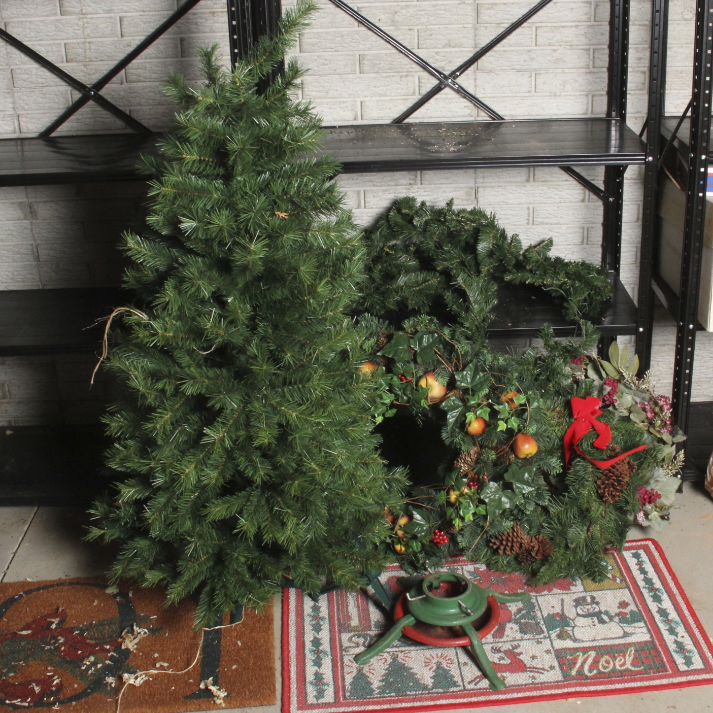 Collection of Holiday Wreaths, Lights, and Trees