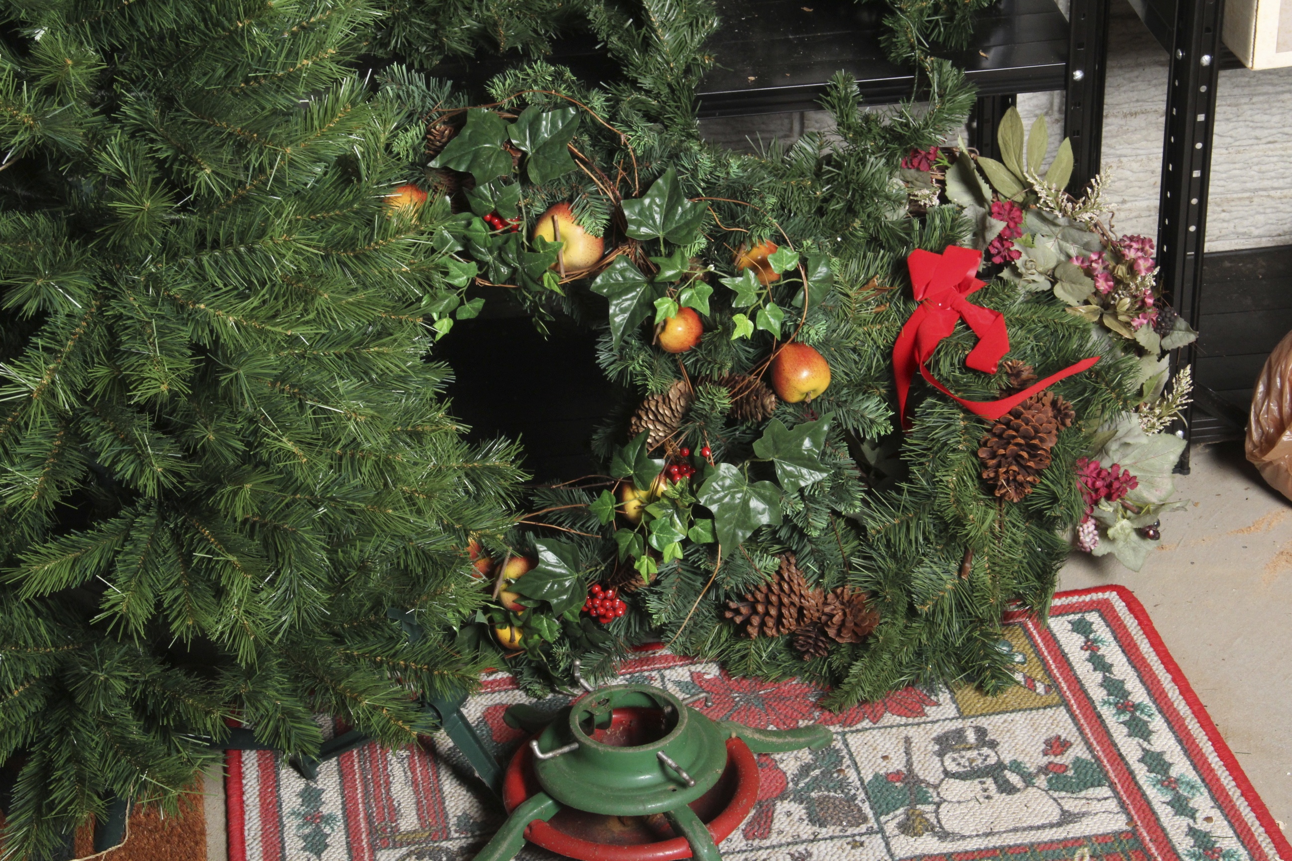 Collection of Holiday Wreaths, Lights, and Trees