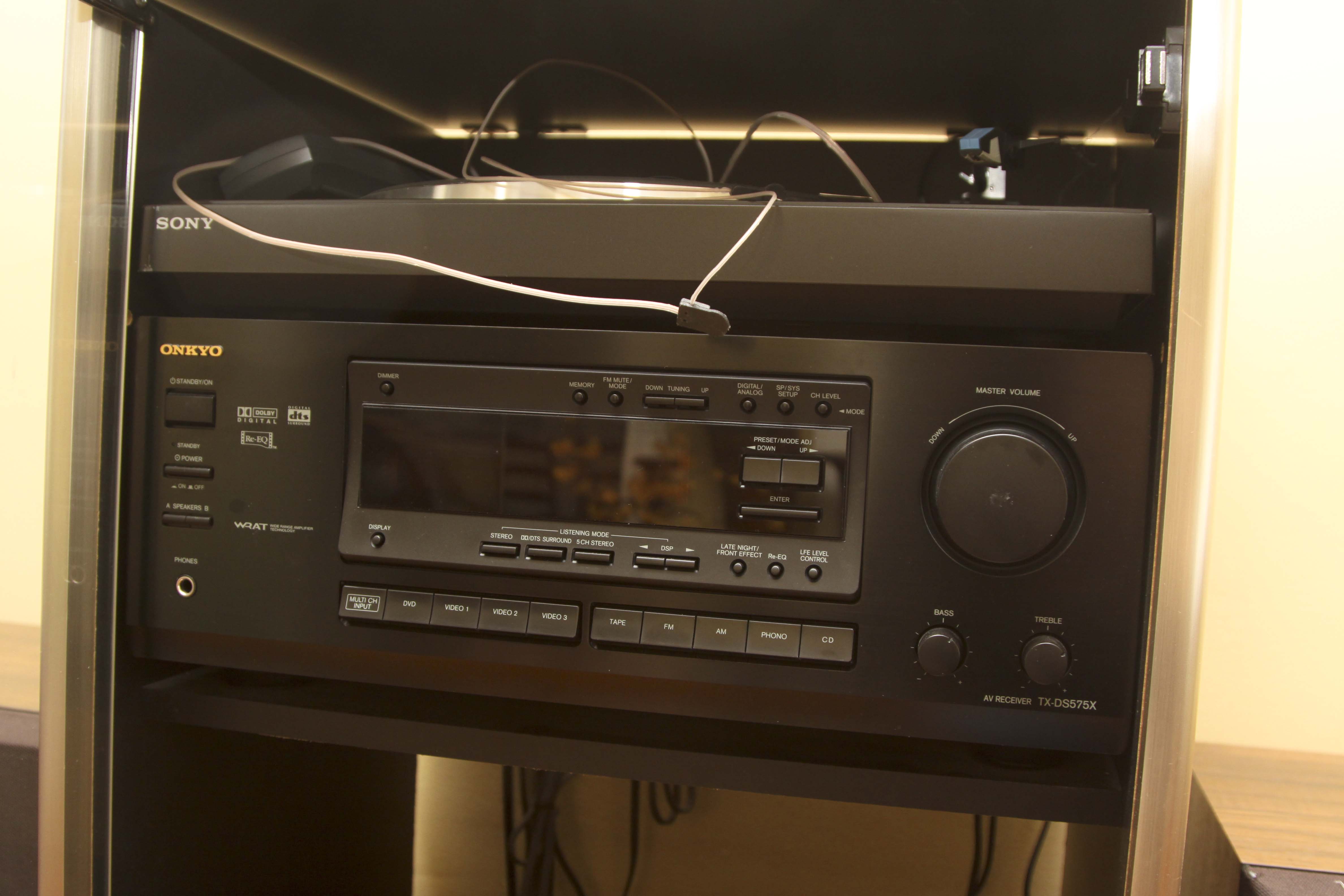 Vintage Sony Audio System and Pair of Floor Speakers