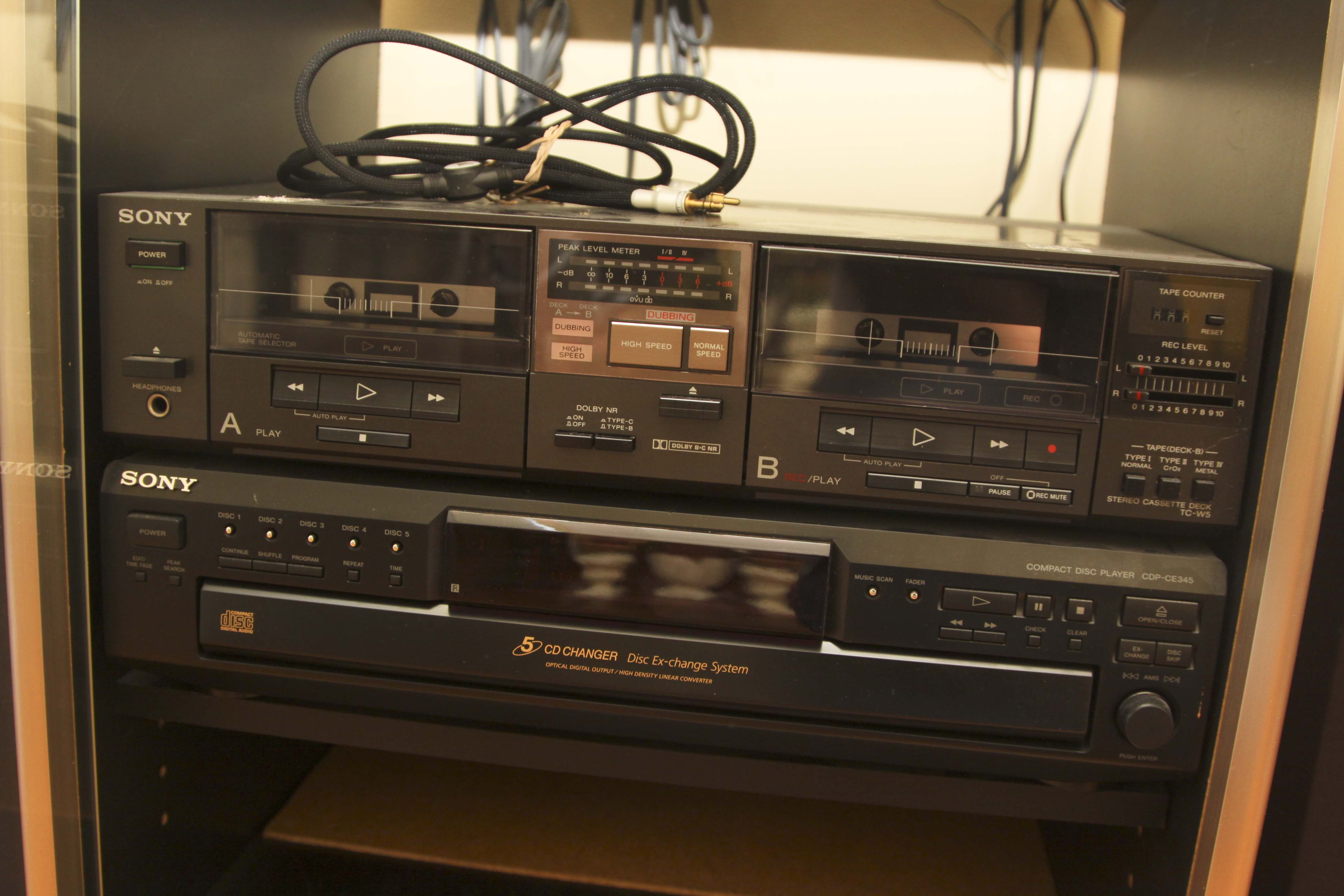 Vintage Sony Audio System and Pair of Floor Speakers