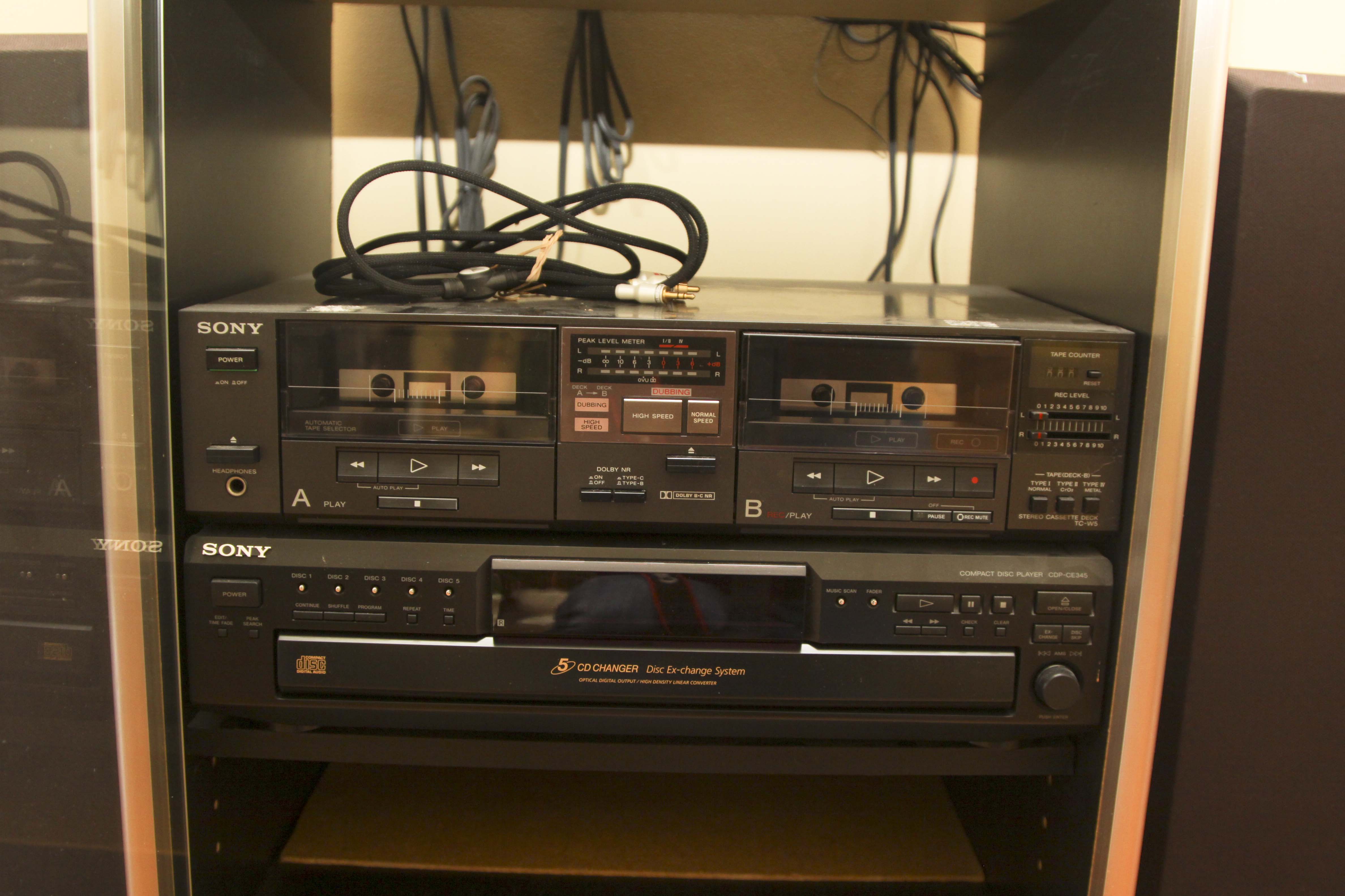 Vintage Sony Audio System and Pair of Floor Speakers