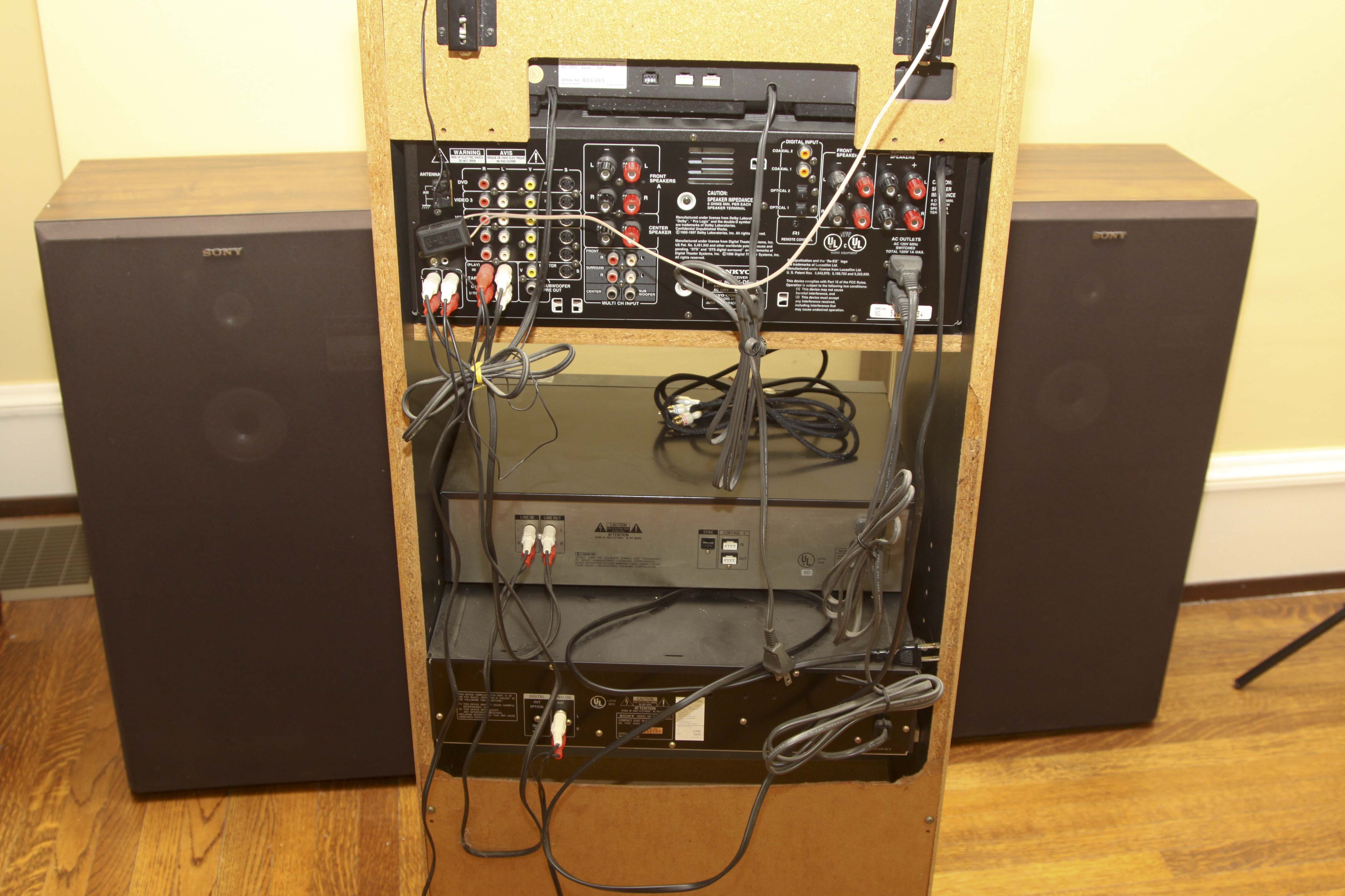 Vintage Sony Audio System and Pair of Floor Speakers