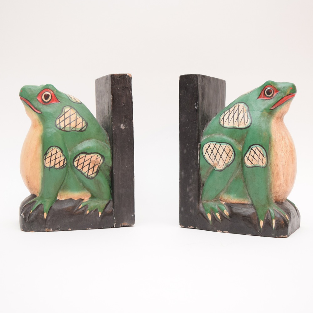Hand Painted Frog Bookends