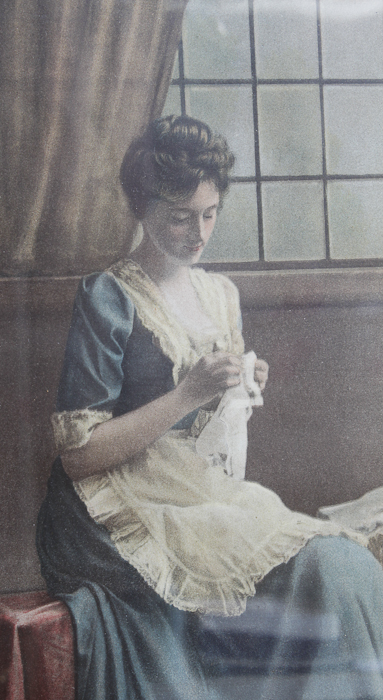 Offset Lithograph of Woman Sewing