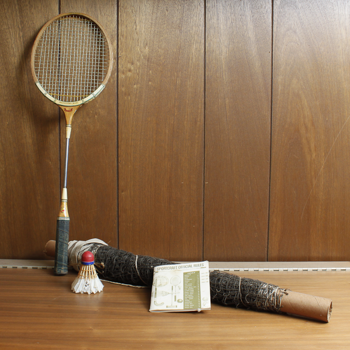 Vintage Badminton Racket and Net