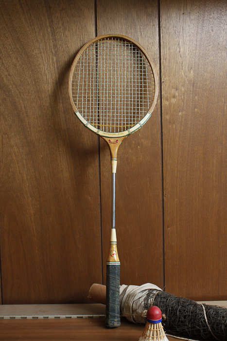 Vintage Badminton Racket and Net