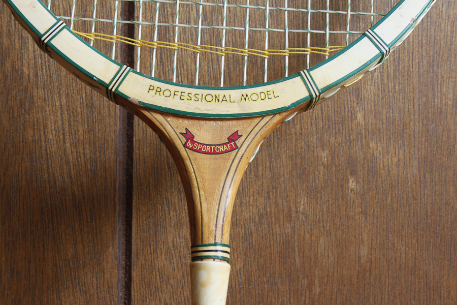 Vintage Badminton Racket and Net