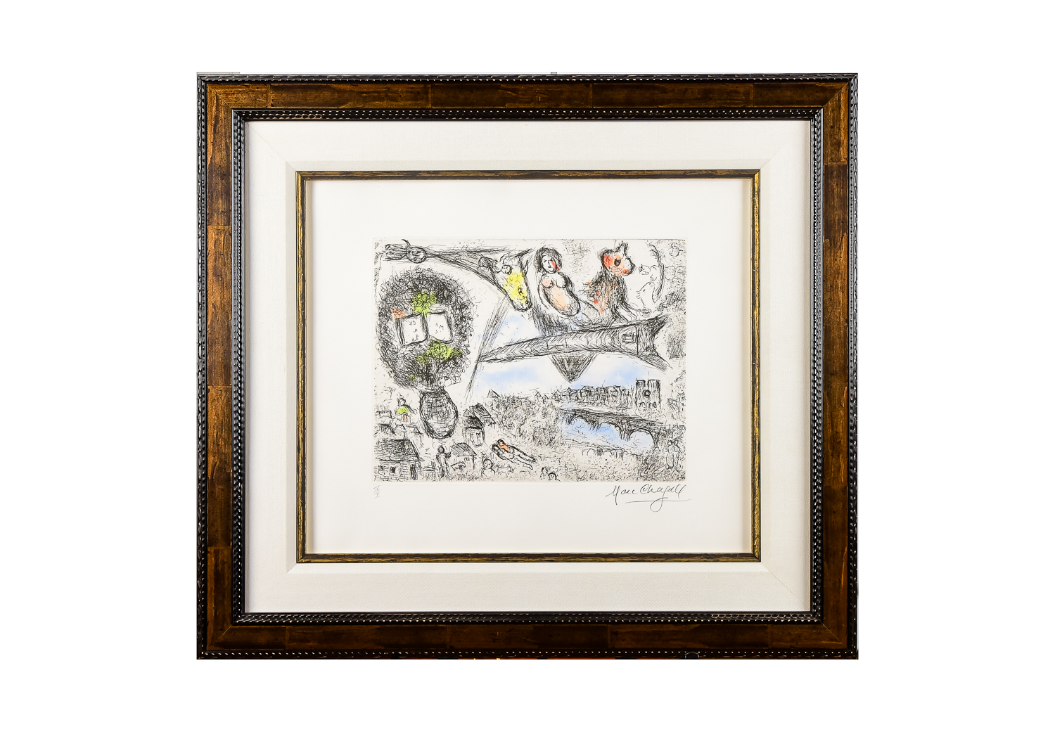 "Le Village et Paris" Etching by Marc Chagall 4/10