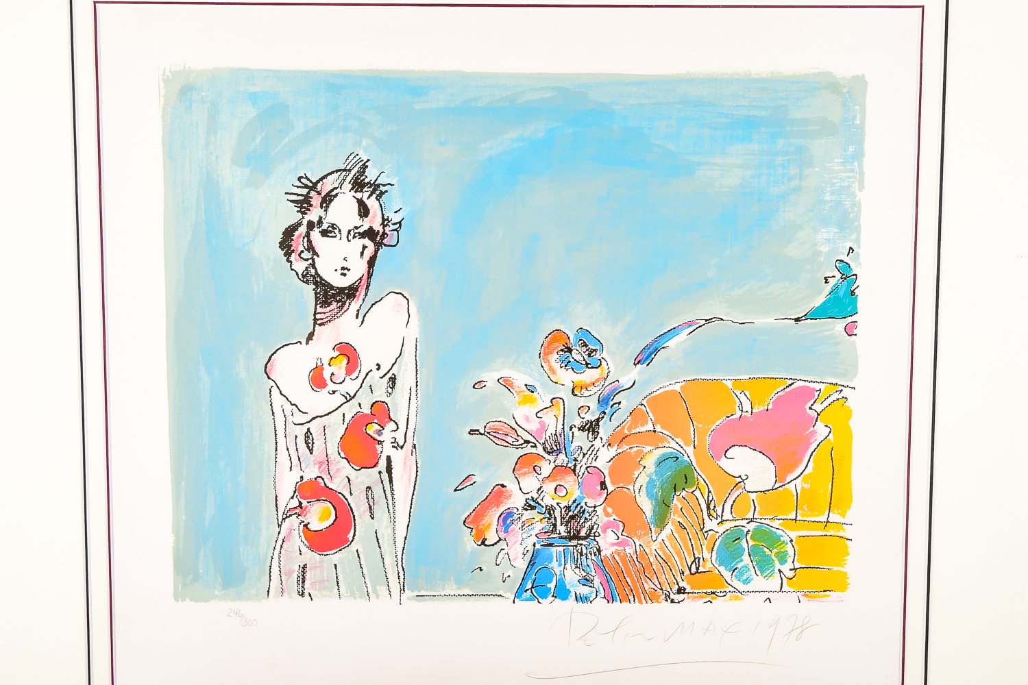 Peter Max "Lady in Grey" Limited Edition Lithograph on Arches Paper