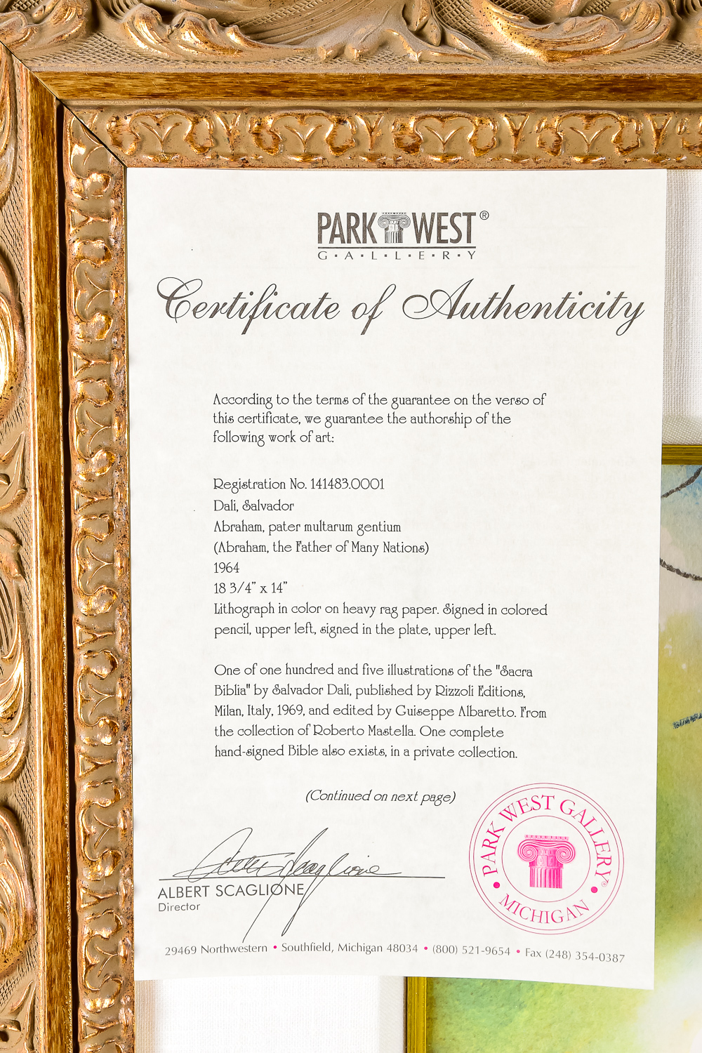 Salvador Dali "Abraham, Pater Multarem Gentium" Lithograph on Paper