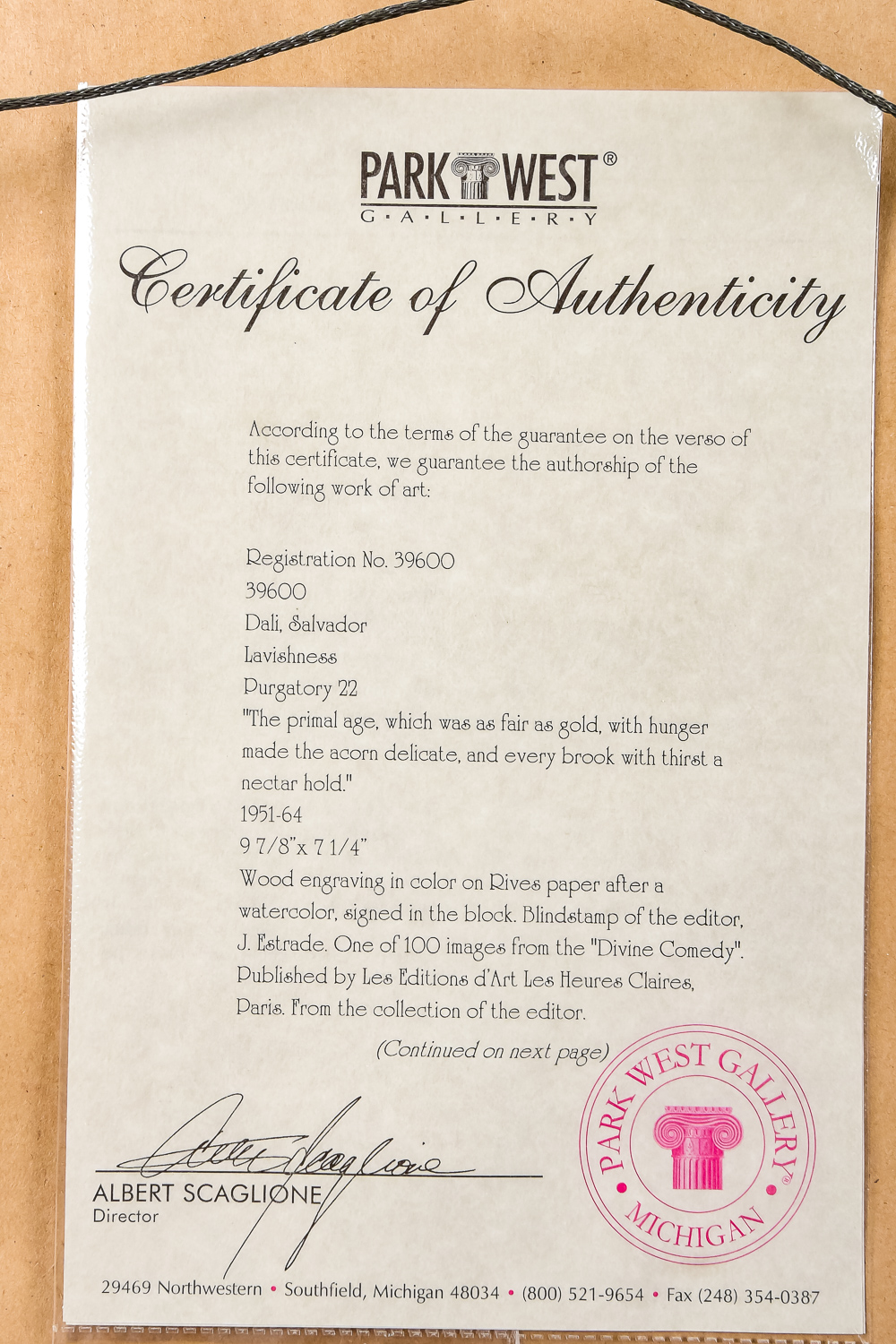 "Lavishness Purgatory 22" Wood Engraving by Salvador Dali