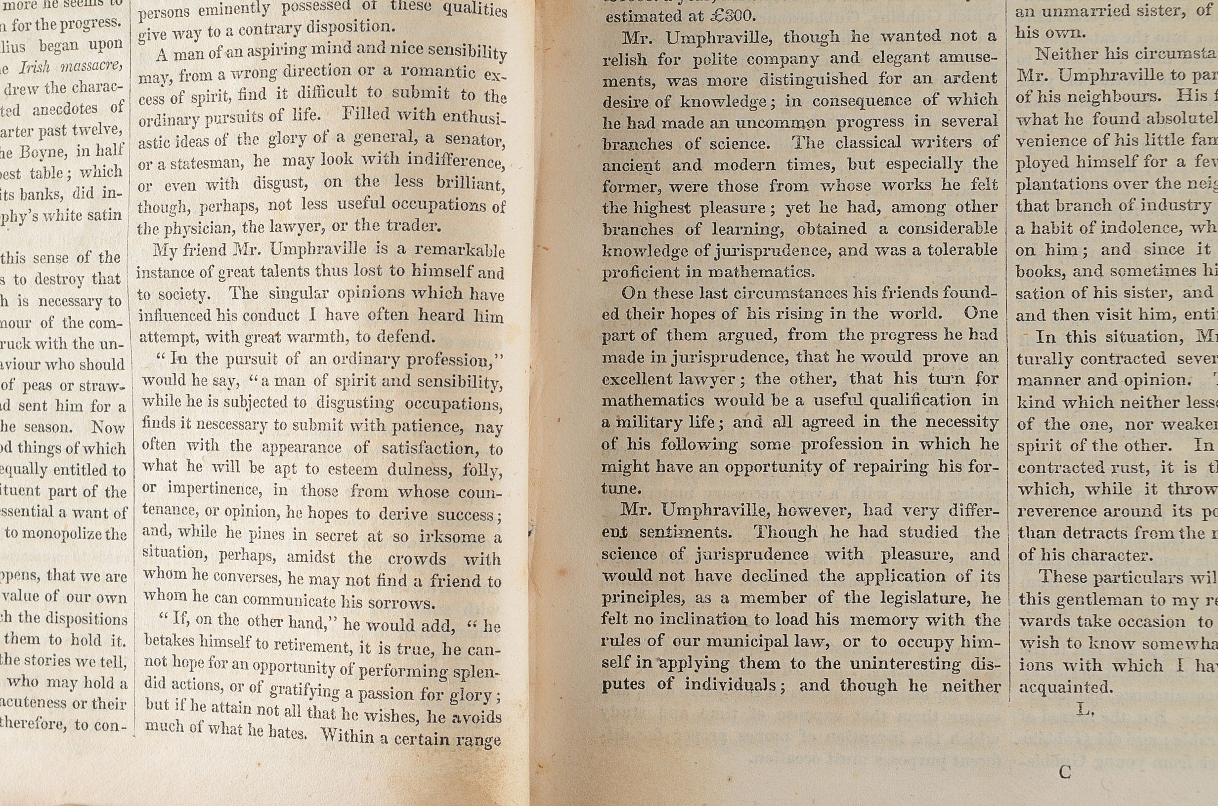 1825 "The Mirror" and "The Lounger" Newspapers in One Volume