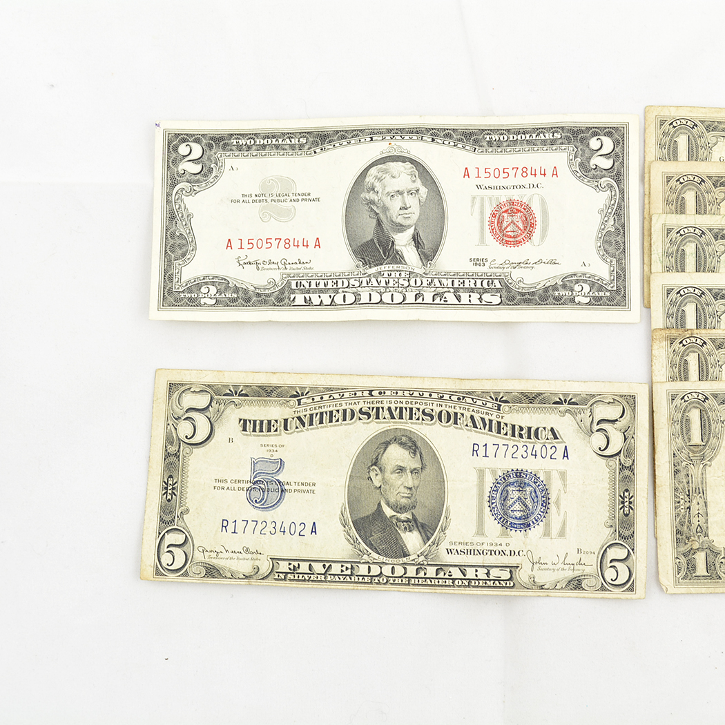 Vintage US Red and Blue Seal Currency