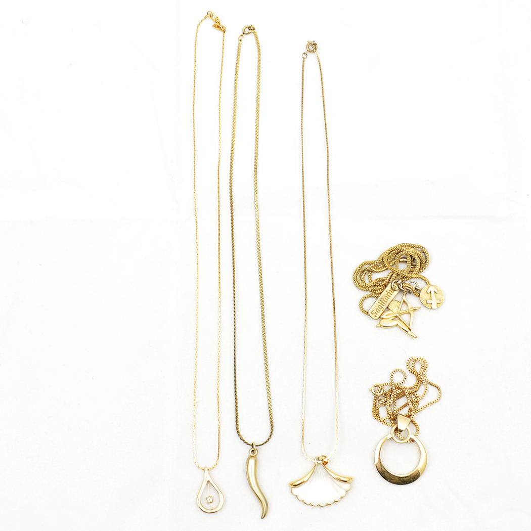 Vintage Gold Tone Pendant Necklace Collection